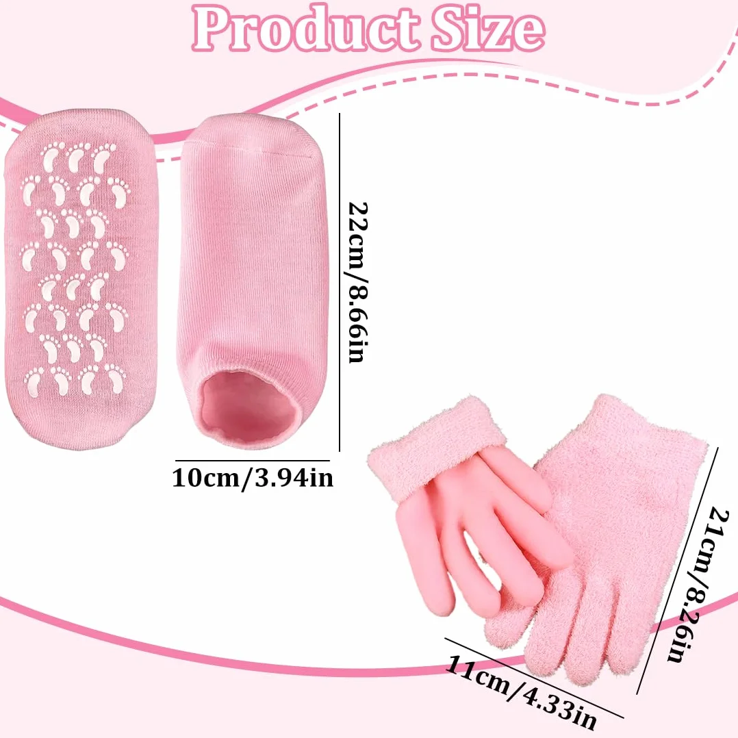 Lot de 2 Paires de Gants et Chaussettes Spa en Gel Hydratants Réutilisables