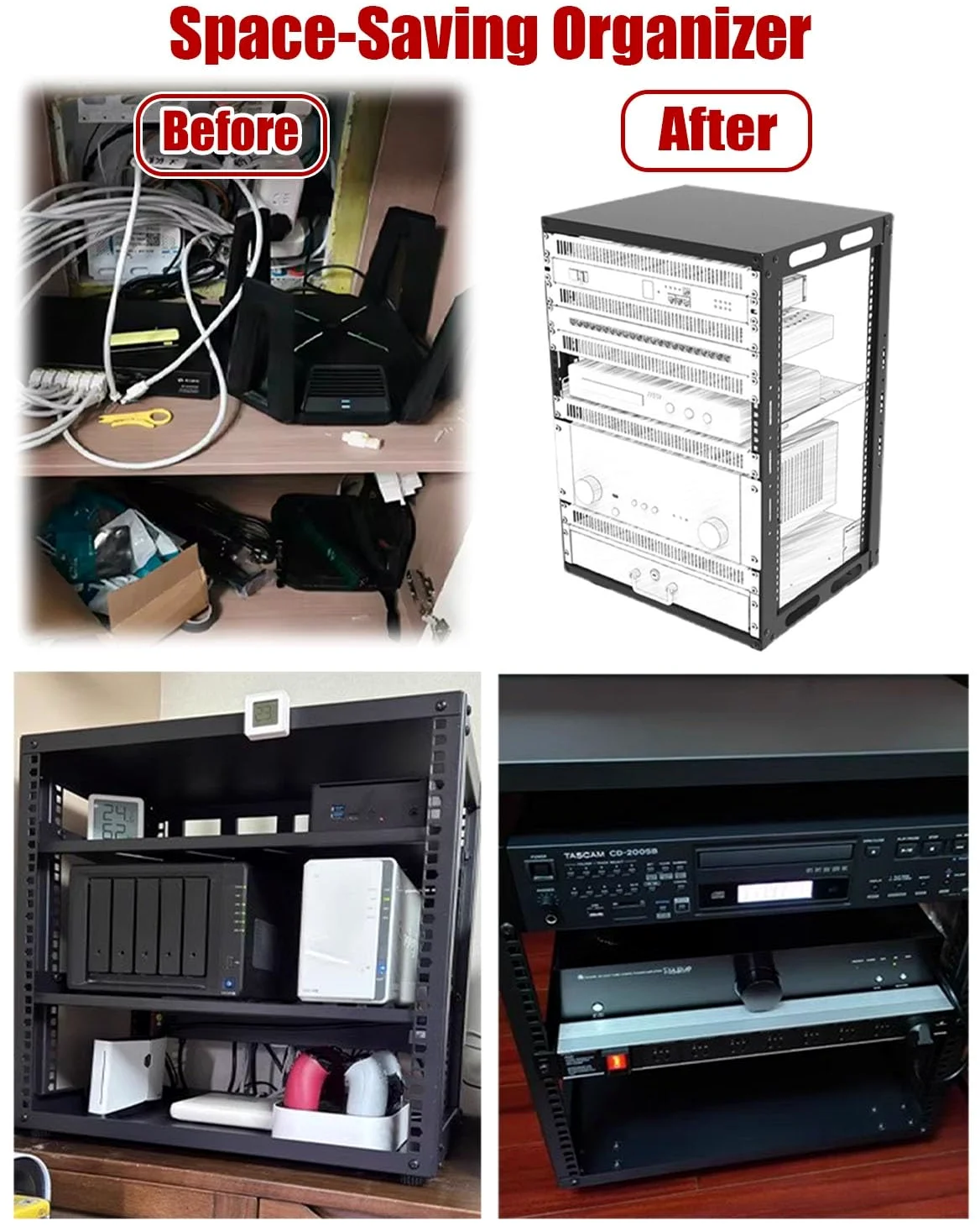 Racks pour Ordinateur et Serveur Structure Ouverte Mobile, avec 4 Roulettes