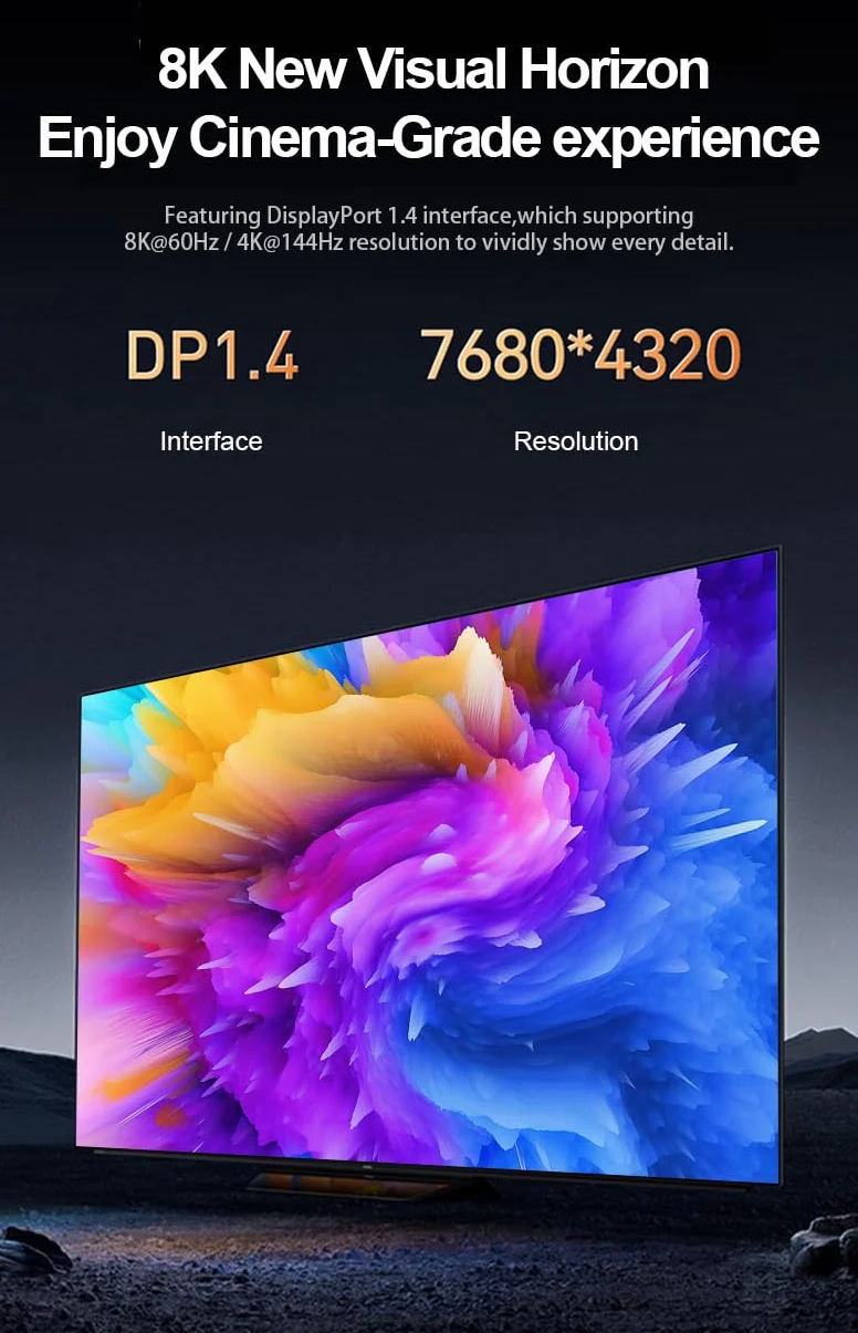 PremiumCord Câble Optique 8K DisplayPort 1.4 M/M 50m, Mâle vers Mâle, 32,4Gbps, Vidéo 8K@60Hz, 5K@60Hz, 4K@60Hz 2160p, Connecteurs Plaqués Or, Bleu/Noir