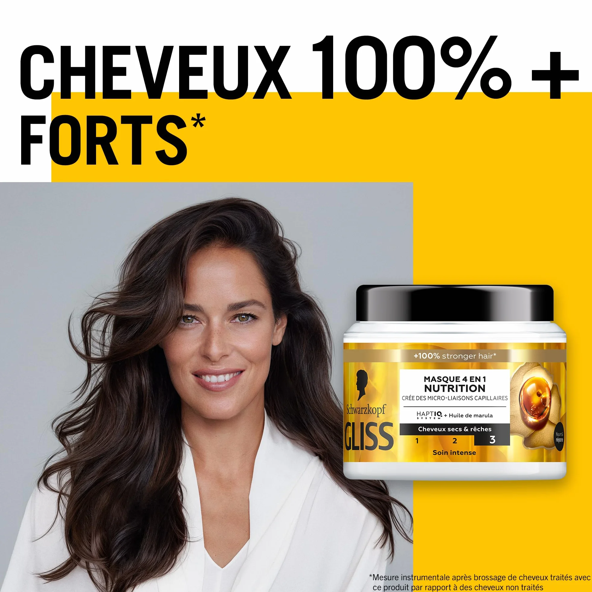 Schwarzkopf GLISS Masque 4en1 Nutrition Huile de Marula Haptiq System Soin Intense Cheveux Secs 400ml