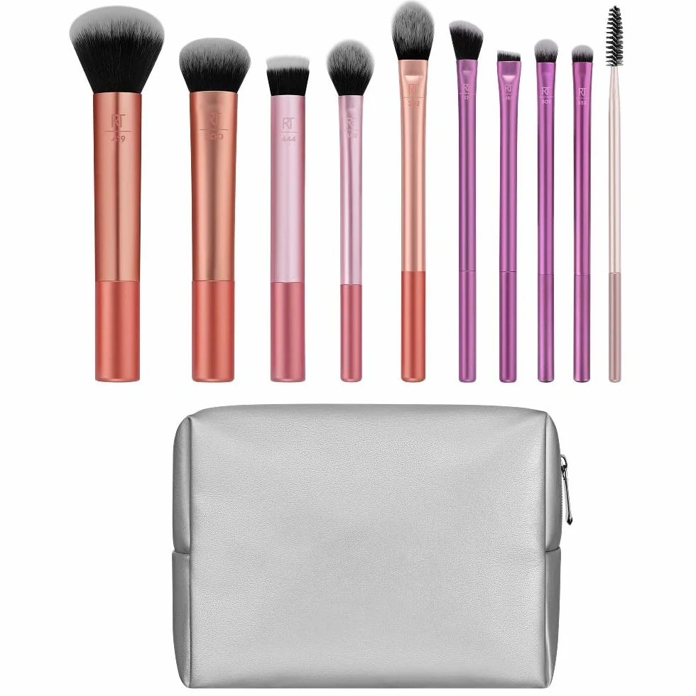 Real Techniques Blends Set 10-Piece Makeup Brush Collection with Beauty Bag