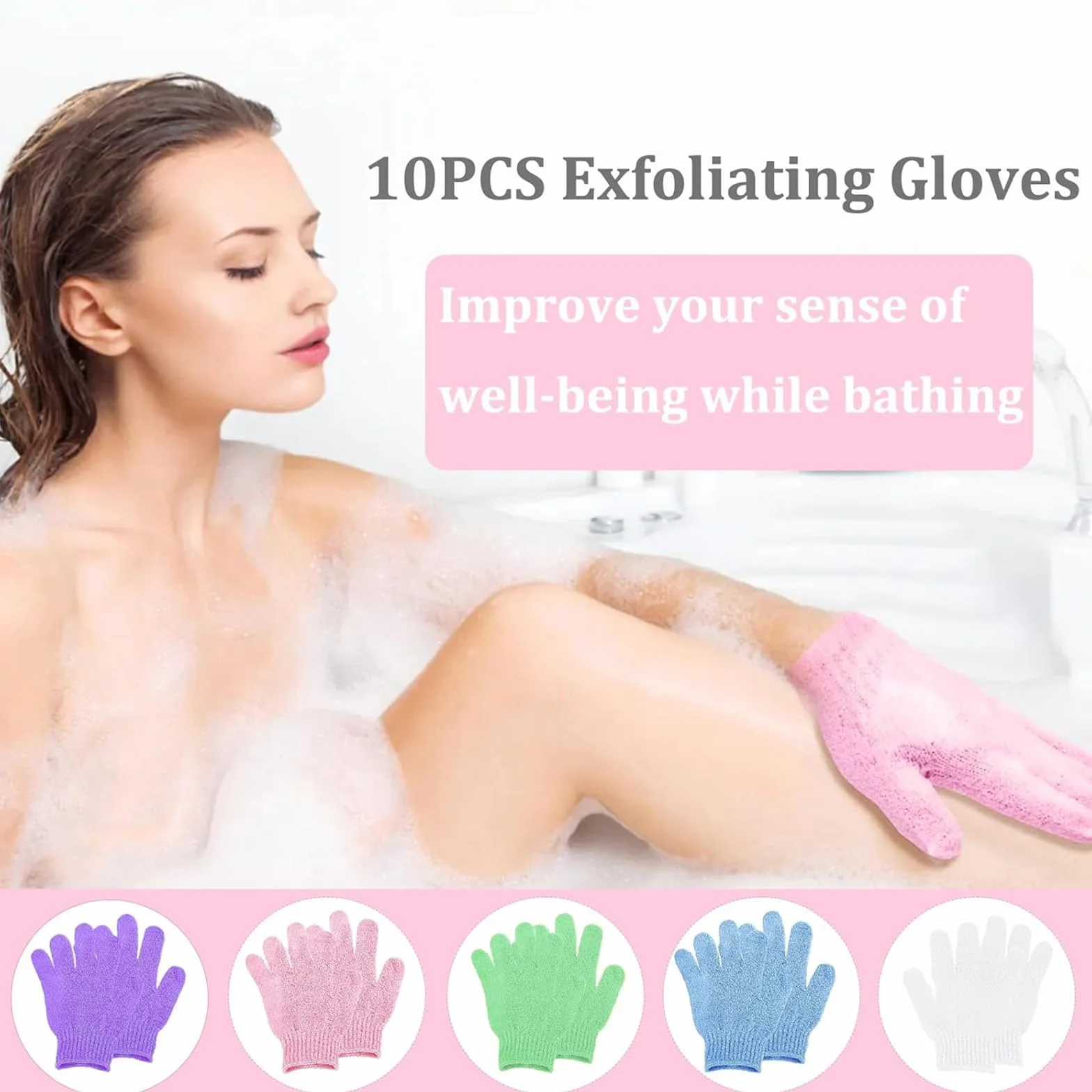 KEYRI Lot de 10 Gants Exfoliants Corps Visage Doux pour Hommes Femmes Enfants Exfoliation Douche 5 Couleurs