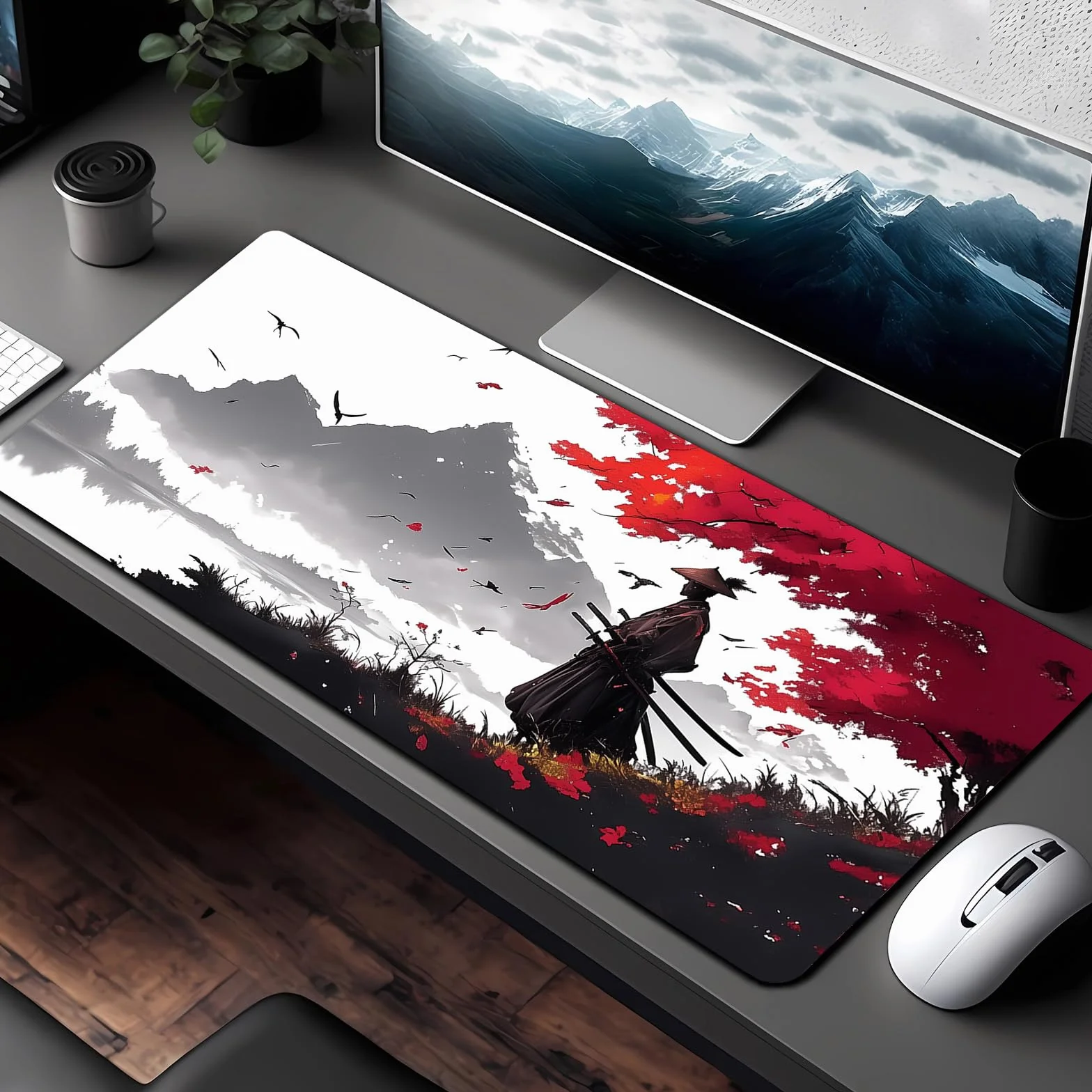 Tapis de Souris de Jeu Japonais XXL 800x300x3mm Antidérapant Imperméable Bords Cousus