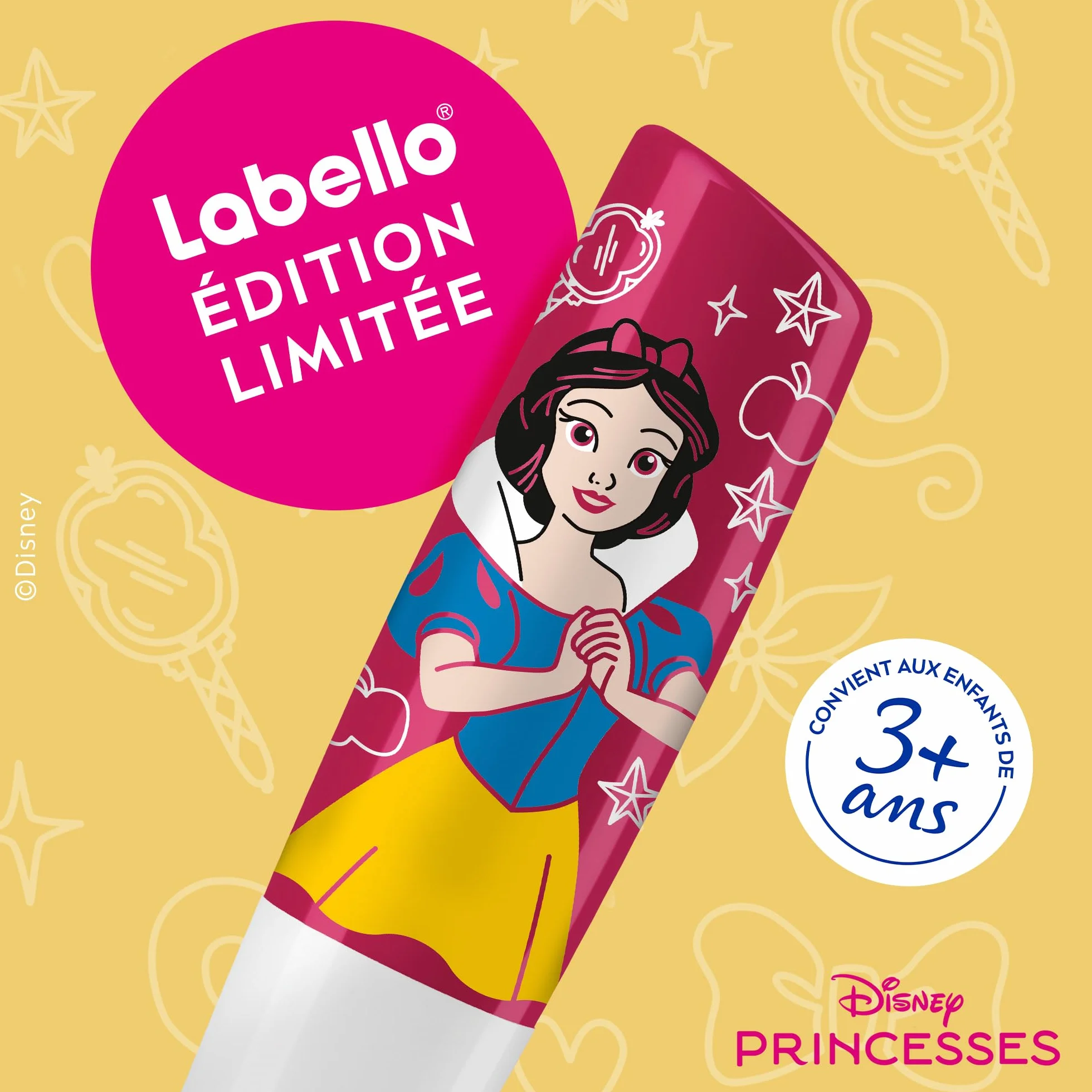 LABELLO Baume à lèvres Disney Princesse Blanche-Neige Cherry Apple Dream 4,8 g Stick hydratant parfumé cerise