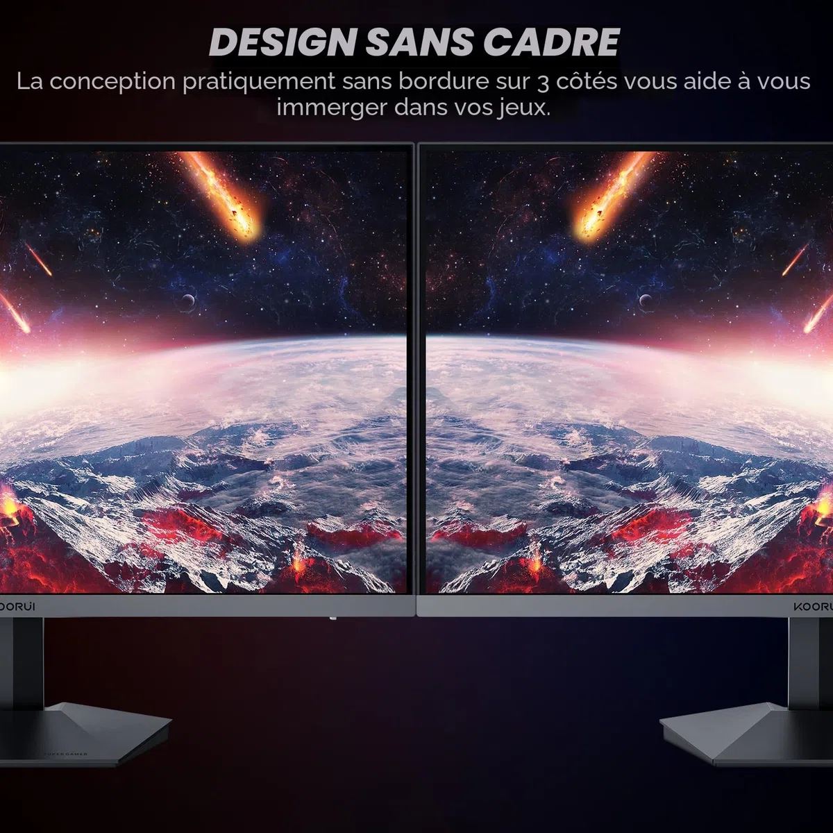 KOORUI Ecran Pc Gamer 27 Pouces, Moniteur PC 240Hz, FHD, 1ms, Adaptive Sync (1920 x 1080p, DCI-P3 90%, SRGB 100%, HDMI, DisplayPort, VESA 75x75)