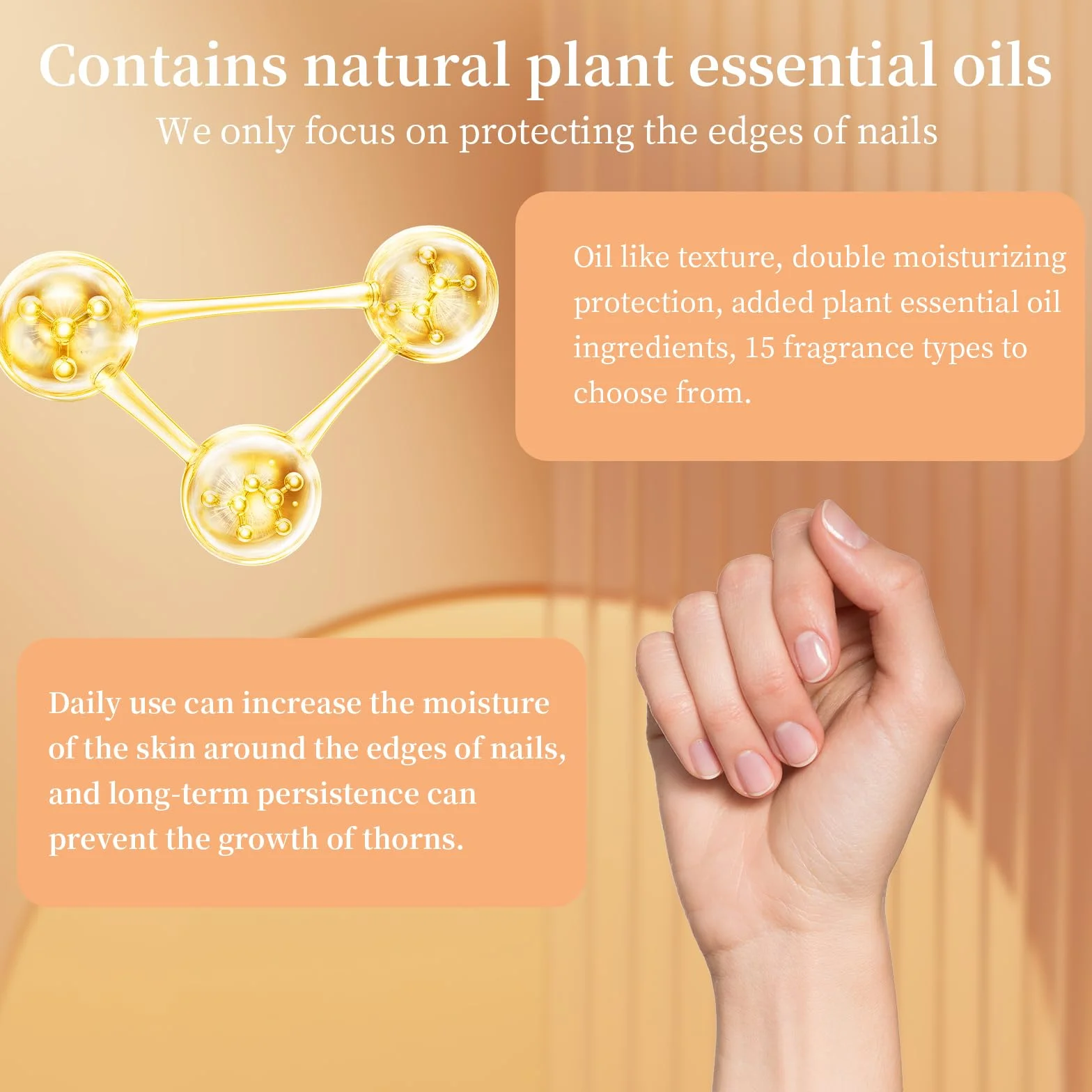Huile Cuticules Ongles 8 Pièces 3 ml, Extrait Plantes Naturelles pour Ongles Secs Fissurés, 18 x 1.2 cm
