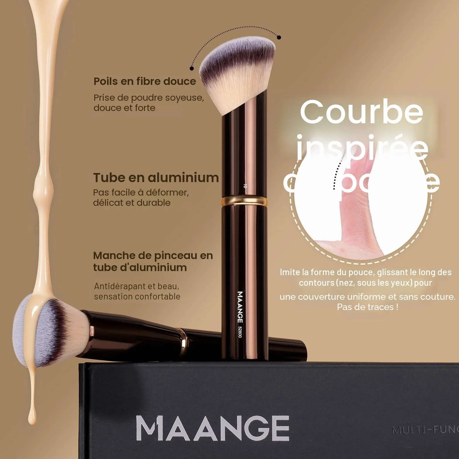 MAANGE Pinceaux Maquillages 16 Pièces Coffret Double Face Fond de Teint Poudre Contour Fard à Joues Set Complet