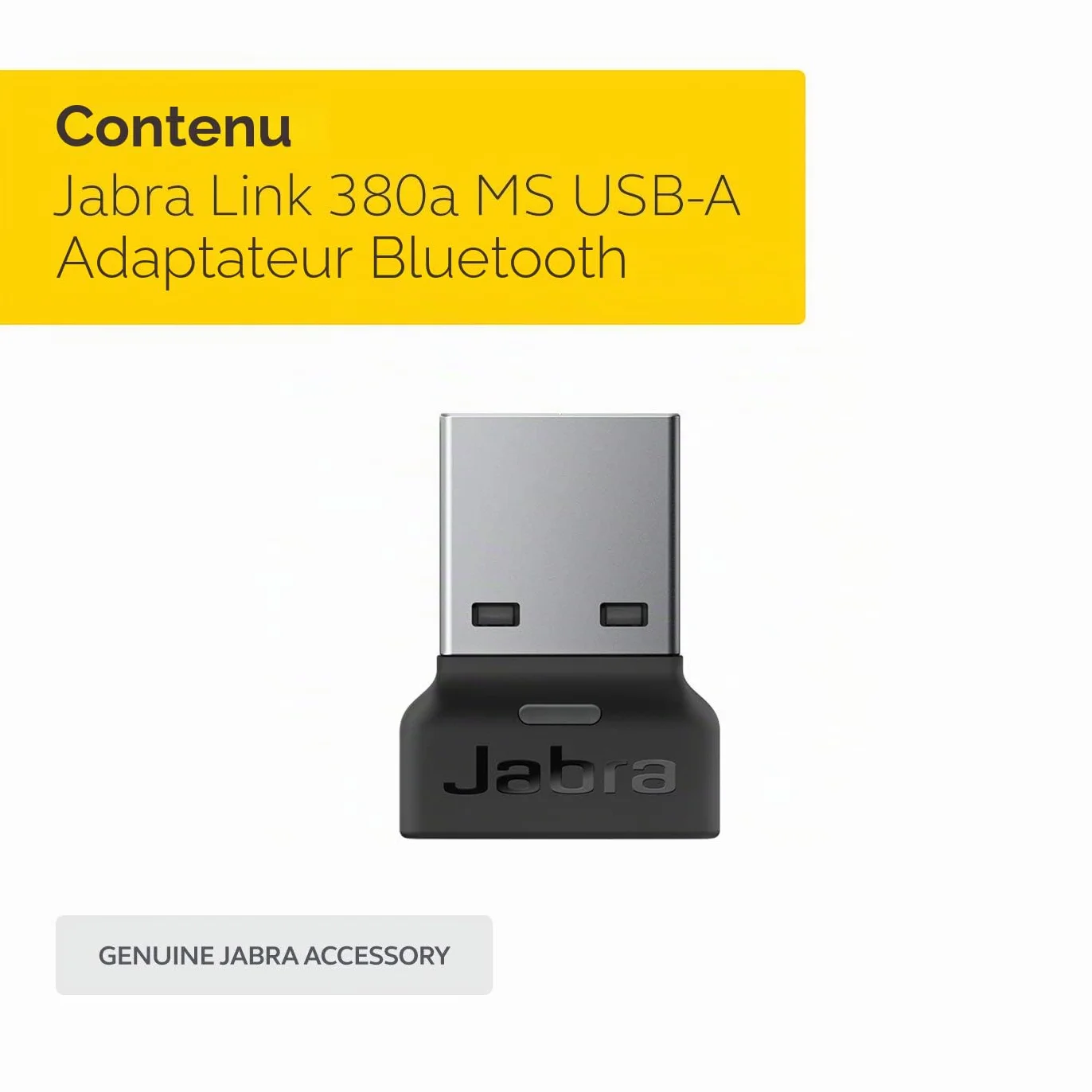Jabra Link 380a MS USB-A Adaptateur Bluetooth Dongle sans Fil pour Casques Evolve2 85 et 65 Noir