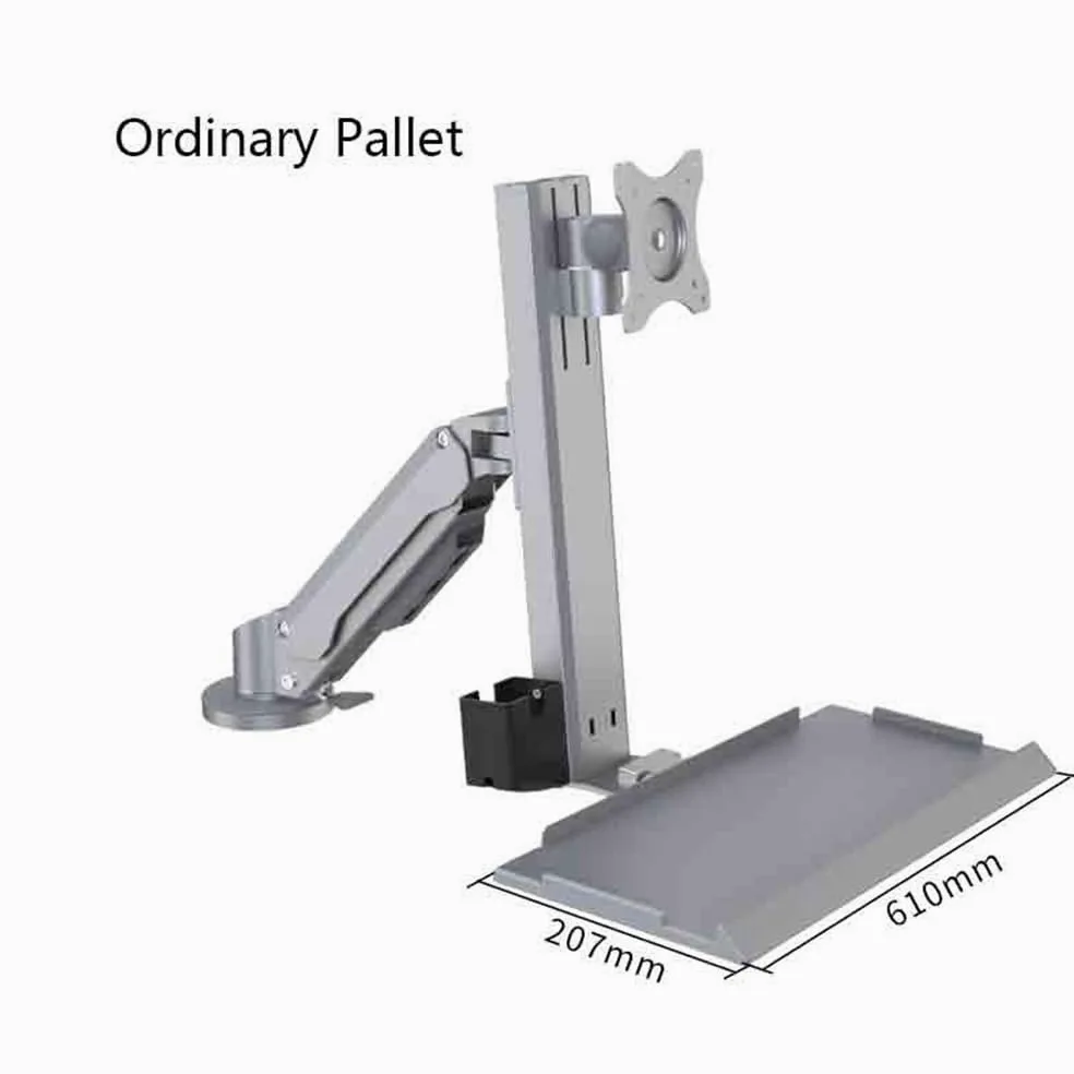 Support Ecran PC Support de Moniteur Table à Pince Un Bras argenté avec Plateau Standard, adapté aux écrans 15 32 Pouces, supportant Une Charge kg Accessoires de Bureau