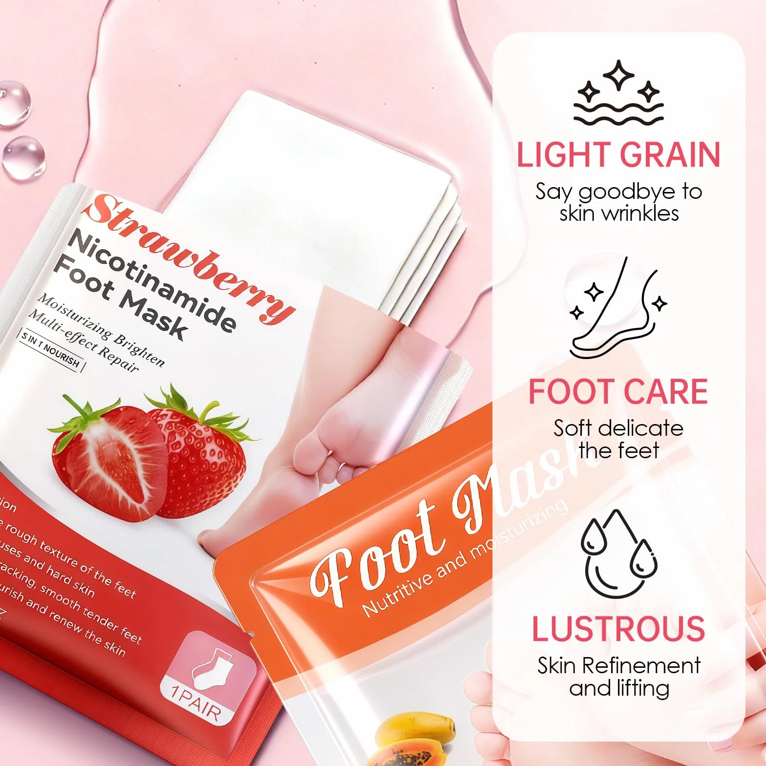Masque Pied Exfoliant 2 Paires, Chaussette Exfoliante Pieds Secs, Hydratation Profonde