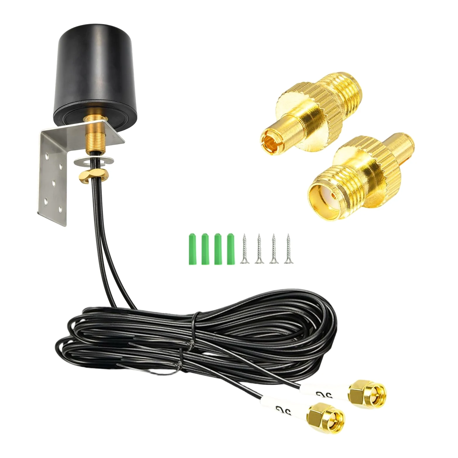 Antenne MIMO 5G 4G LTE 600-6000 MHz Antenne 5 dBi Omnidirectionnelle Extérieure avec Câbles BMR200 SMA Mâle 5M et Adaptateurs TS9 pour Routeur Passerelle Modem WiFi IoT ISM