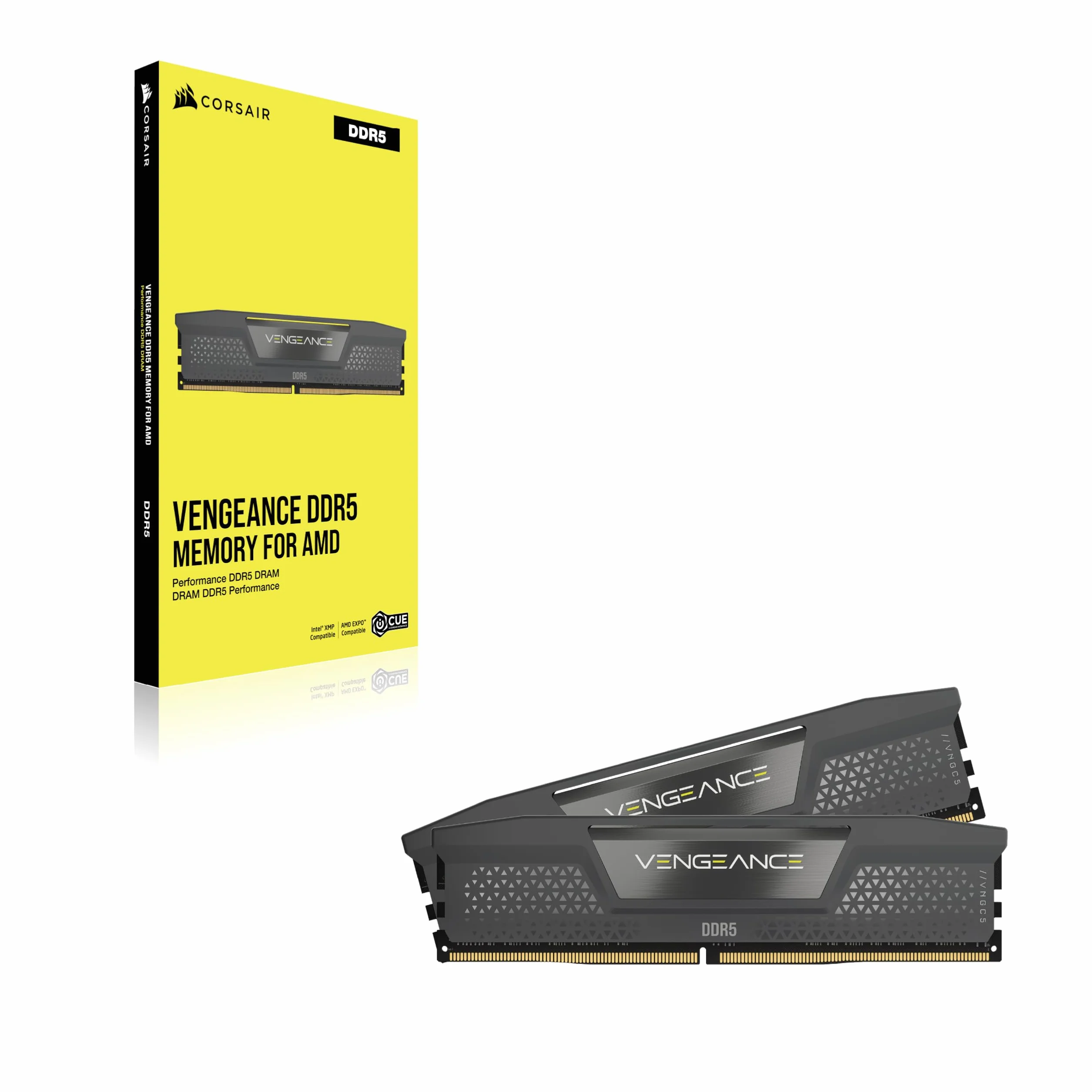 CORSAIR Vengeance DDR5 RAM 32Go (2x16Go) 6000MHz CL30 AMD Expo Mémoire PC iCUE Gris CMK32GX5M2B6000Z30
