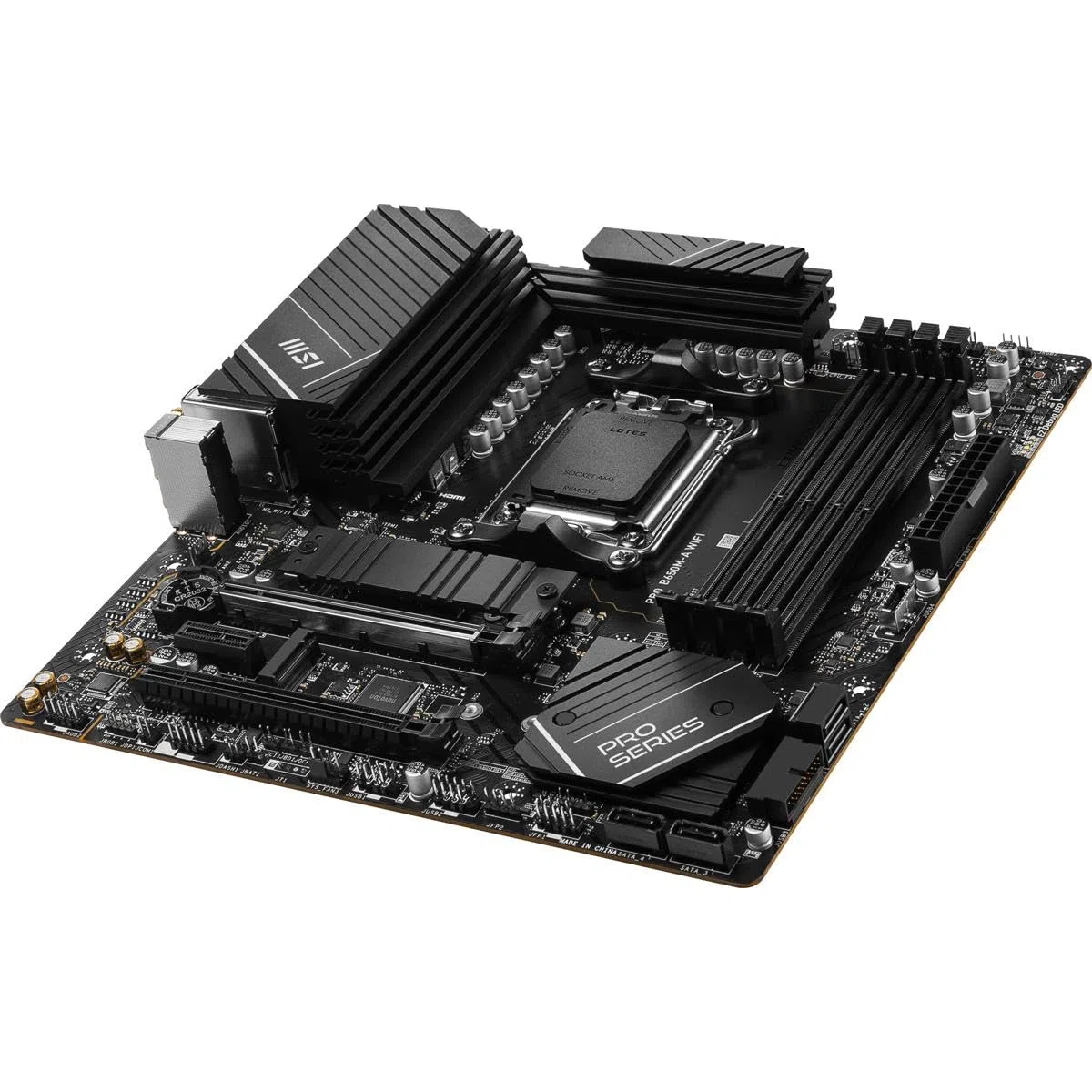 MSI Pro B650M-A WiFi ProSeries Carte mère AMD Ryzen 8000/7000, AM5, DDR5, PCIe 4.0, M.2, SATA 6 Go/s, USB 3.2 Gen 2, HDMI/DP, Wi-FI 6E, Bluetooth 5.3, LAN 2,5 Gbit/s, mATX