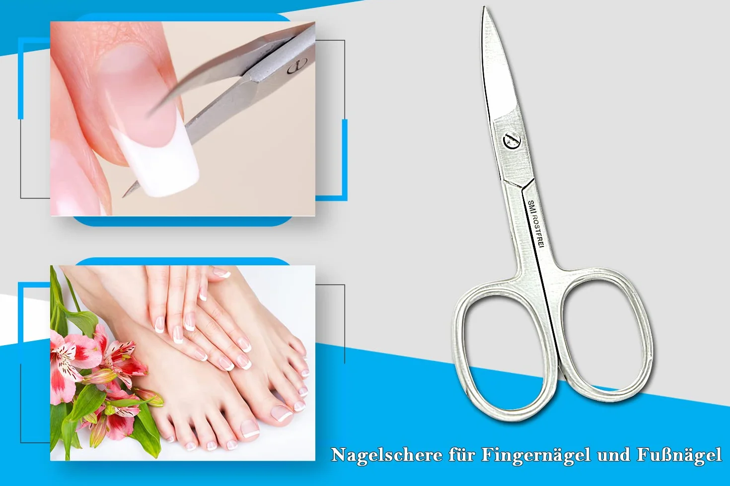Ciseaux à Ongles Gaucher 9,5 cm Acier Inoxydable Manucure Pédicure Précision avec Étui