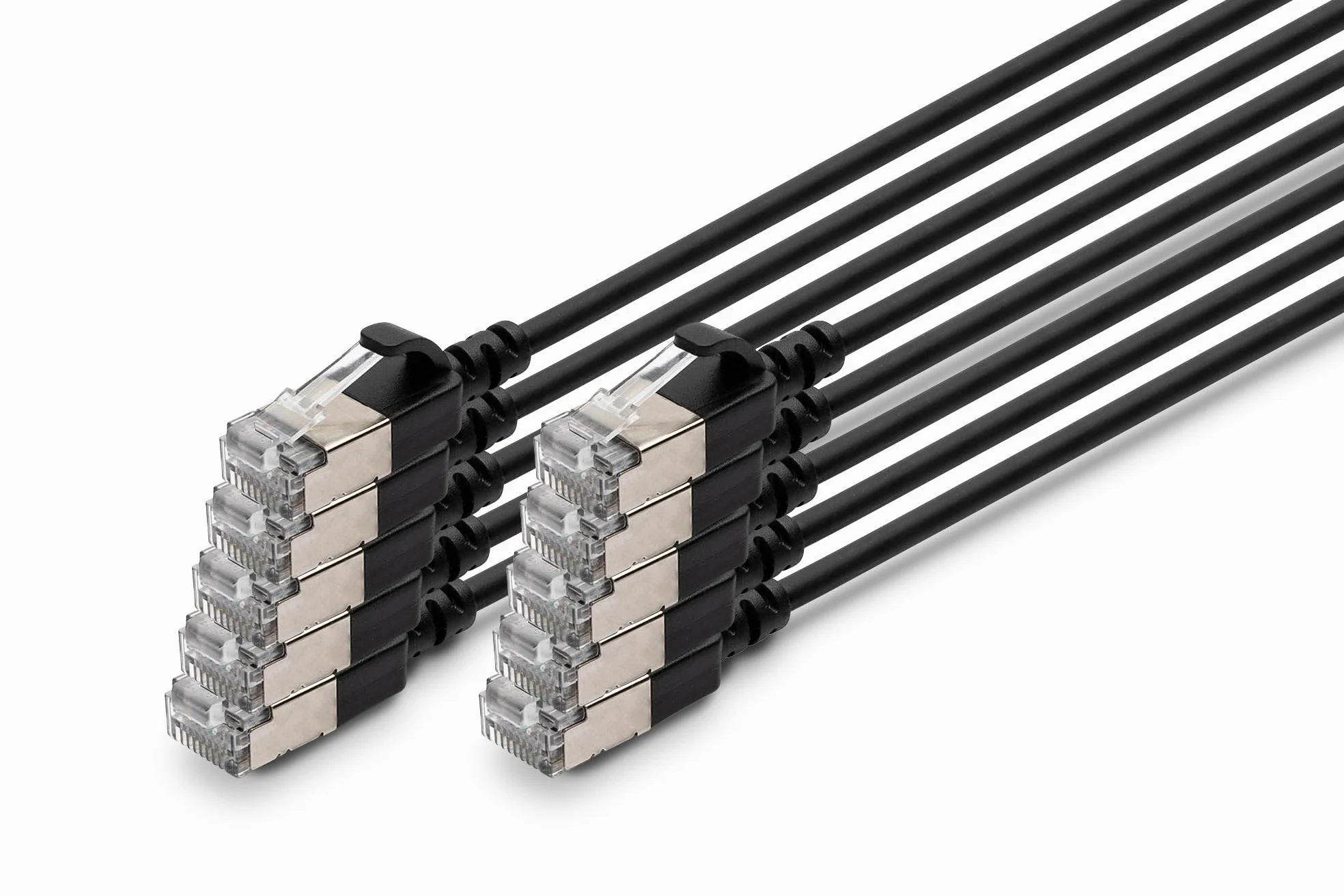 DIGITUS Câble LAN Cat 6A – 3 m – 10 pièces – Slim – F/FTP – Noir | 10 Gbit/s – Blindé – PoE+ – AWG 32/7 – LSZH – Câble réseau RJ45 – Compatible Cat 6 et Cat 7
