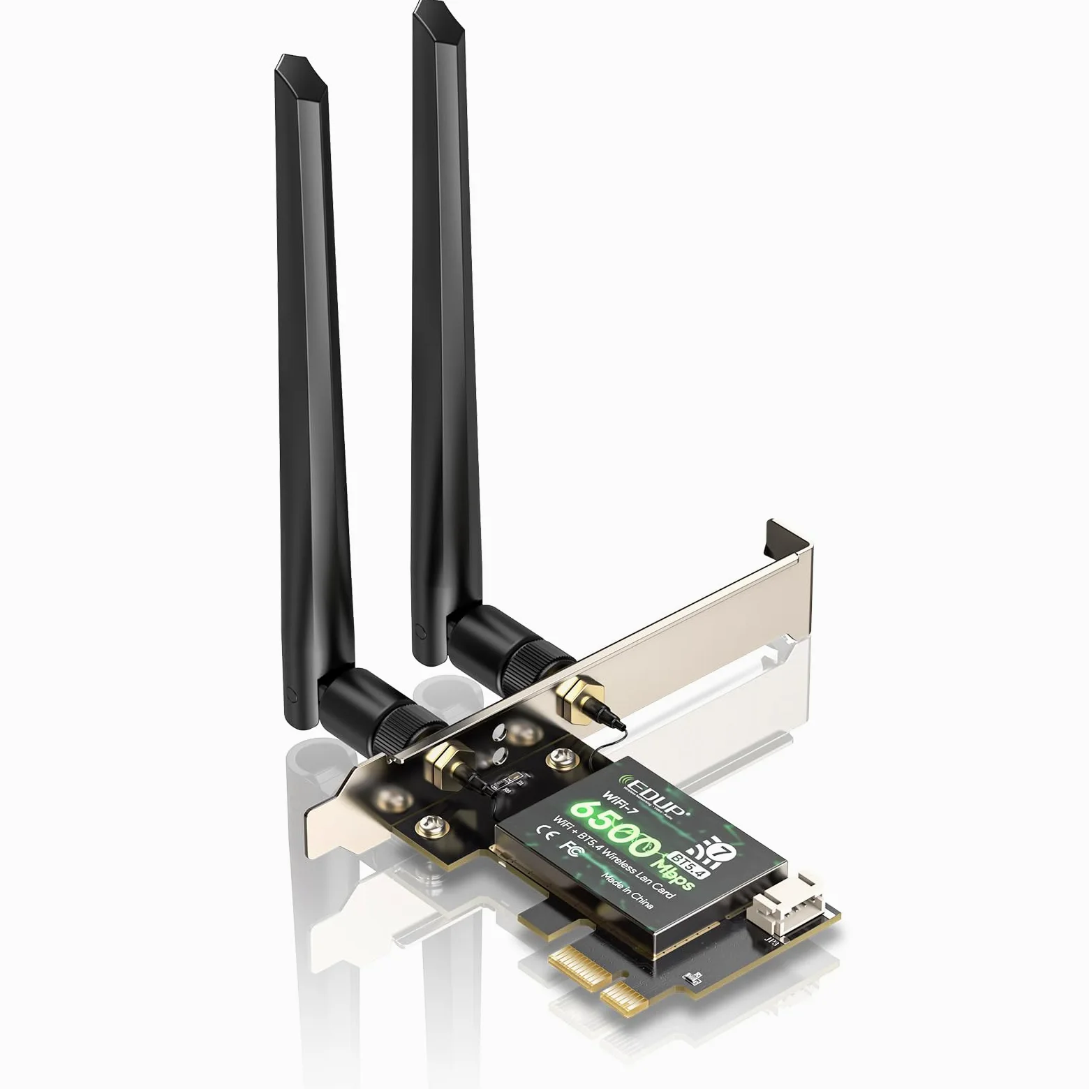 EDUP® Carte WiFi 7 PCIe BE6500 Tri-Bande, Bluetooth 5.4, PC Win 11 | Vitesse WiFi 7 BE6500 tri-bande, Bluetooth 5.4, technologie MLO, format PCIe x1, compatible PC Windows 11 et Linux 6.7+