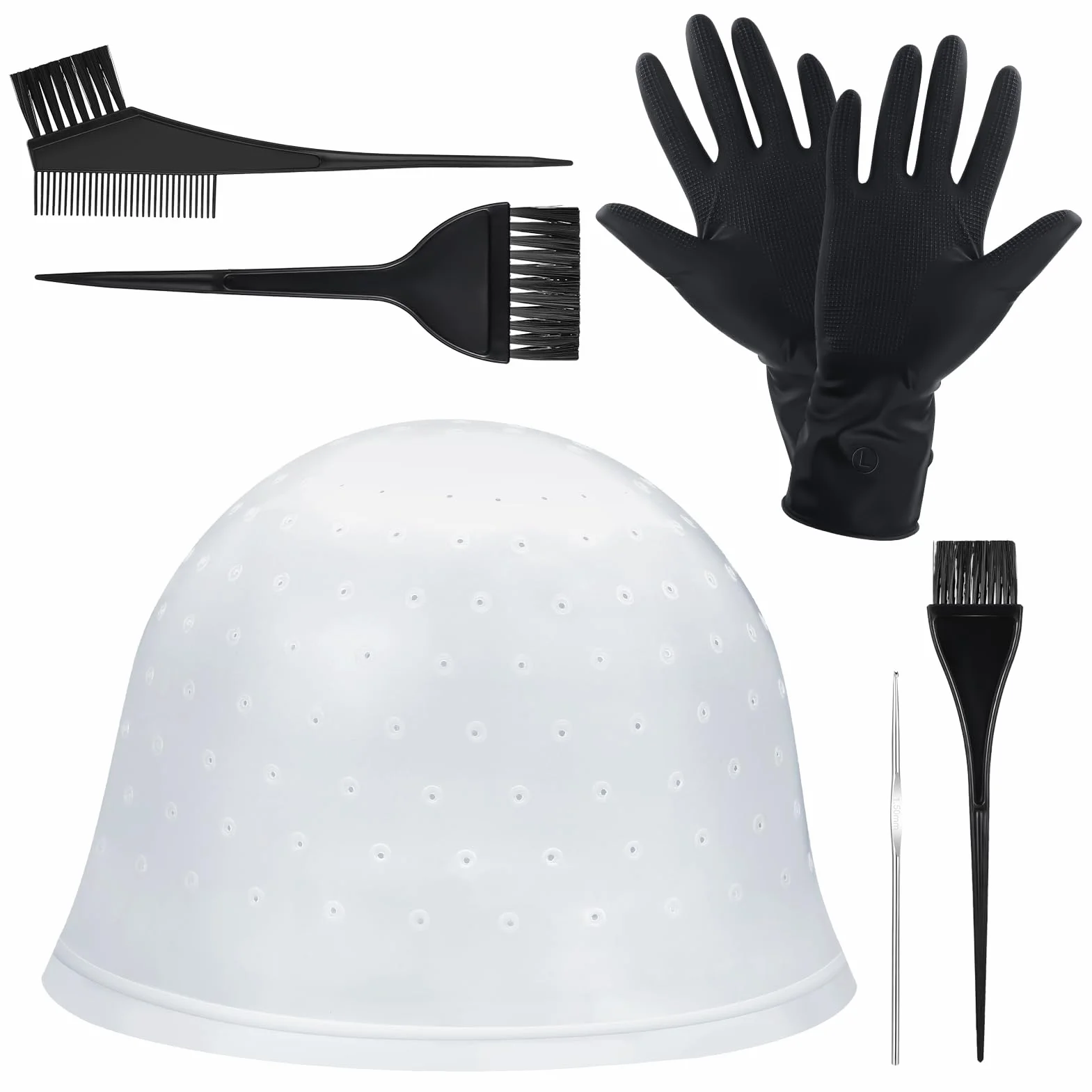Bonnet Meches Cheveux Trous Pré-percés Professionnel Kit Coloration Cheveux 7 Pcs