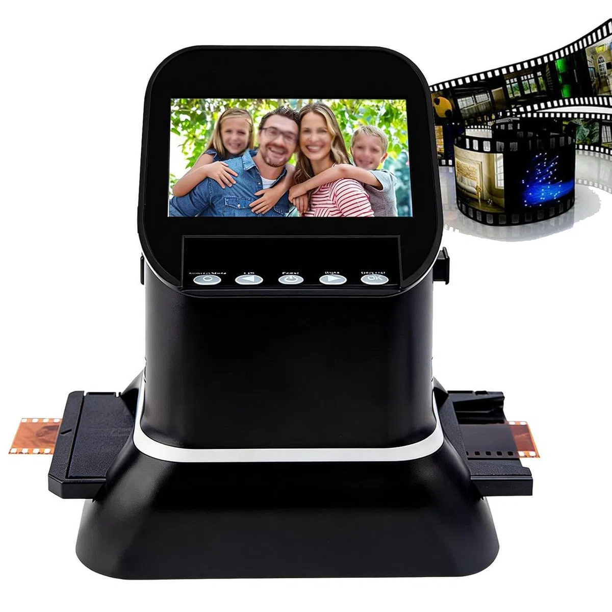 Scanner de diapositives pour 35 mm, 135, 126, 127 négatifs et diapositives vers JPEG numérique, résolution 22 MP, écran LCD 4,3" avec aperçu et édition d'image
