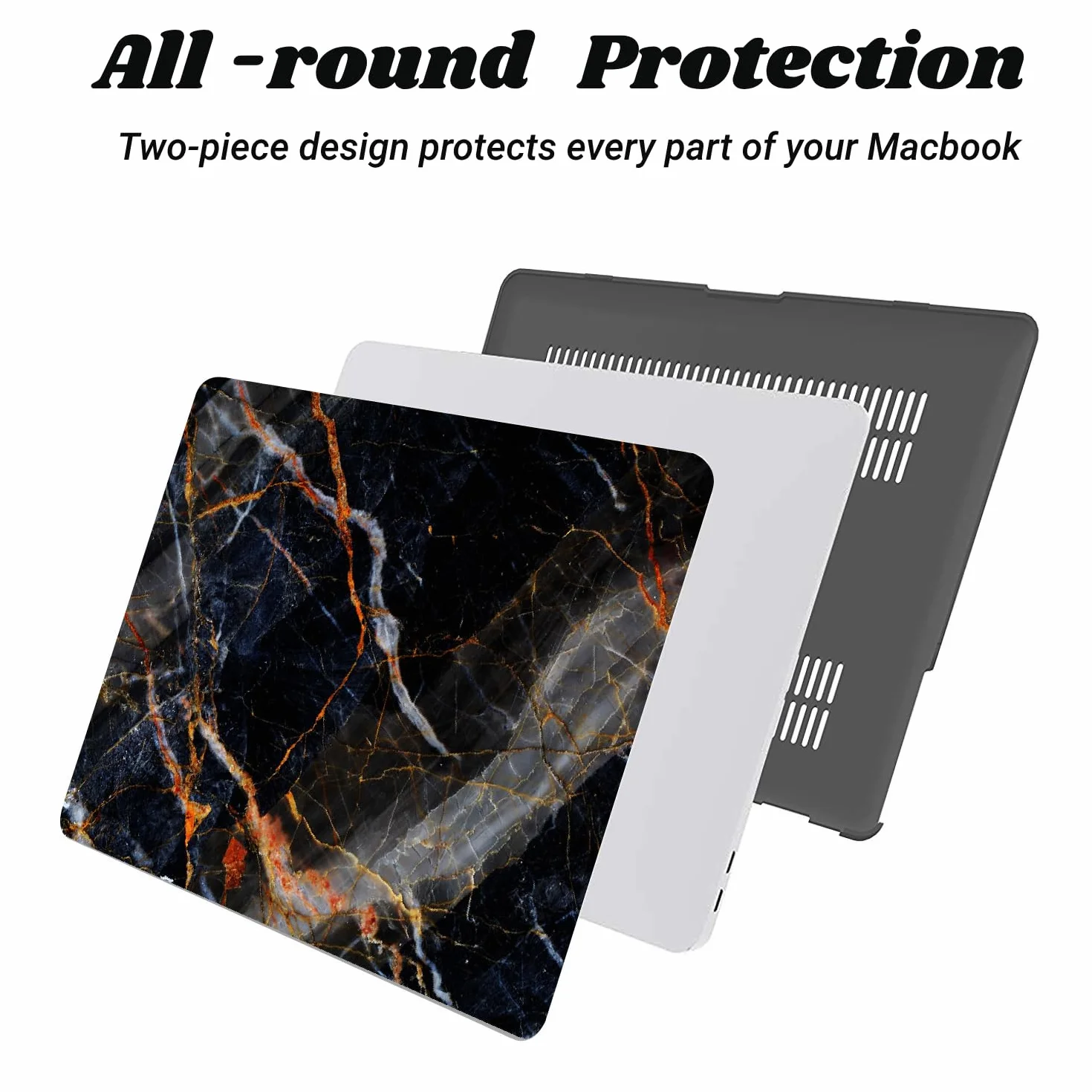 Coque MacBook Air 13,6 Pouces A2681 A3113 A3240 Housse Protection Étui Rigide Marbre Doré