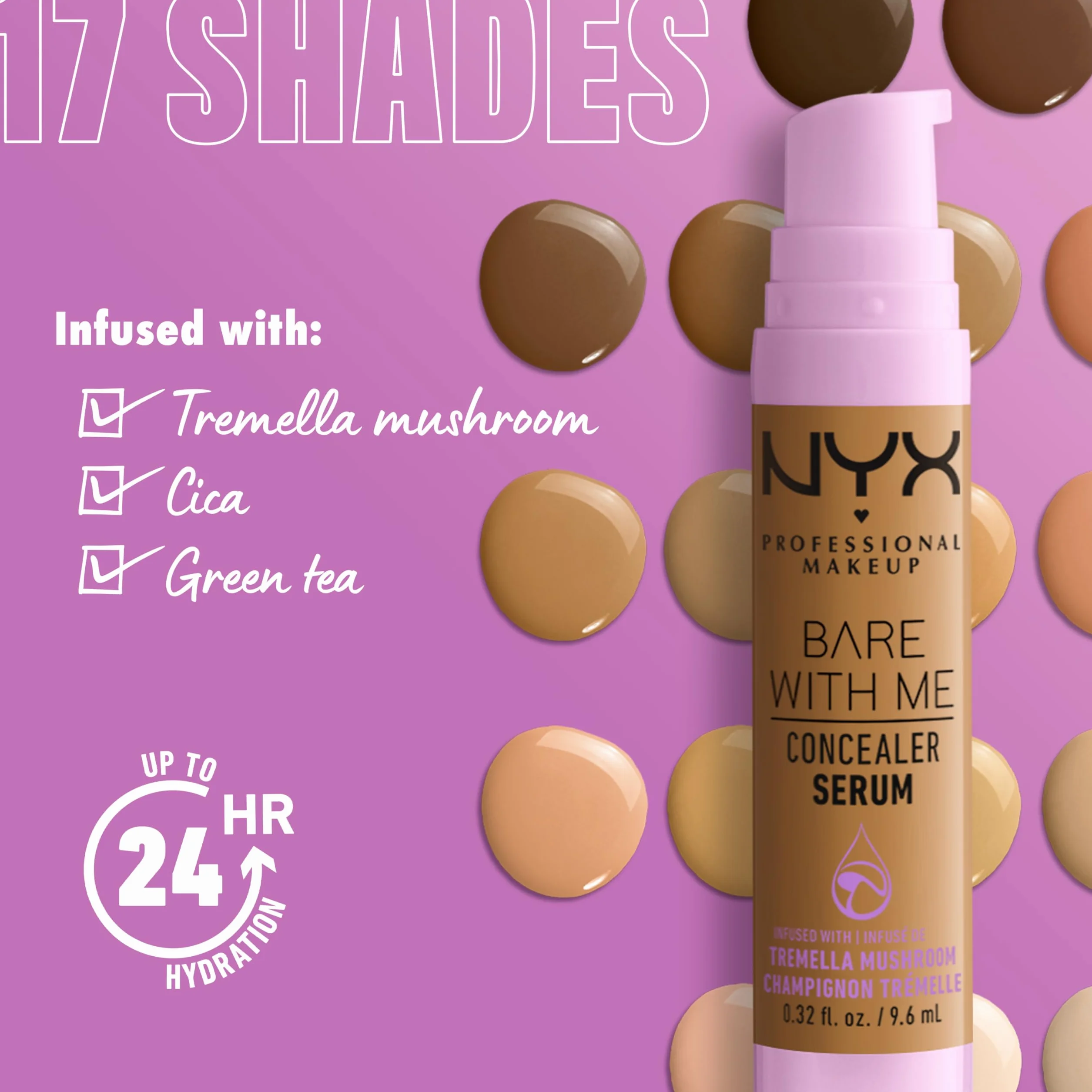 NYX Professional Makeup Anti-Cernes Sérum Correcteur Bare With Me, Fini Naturel, Couvrance Moyenne, Teinte Vanilla 03