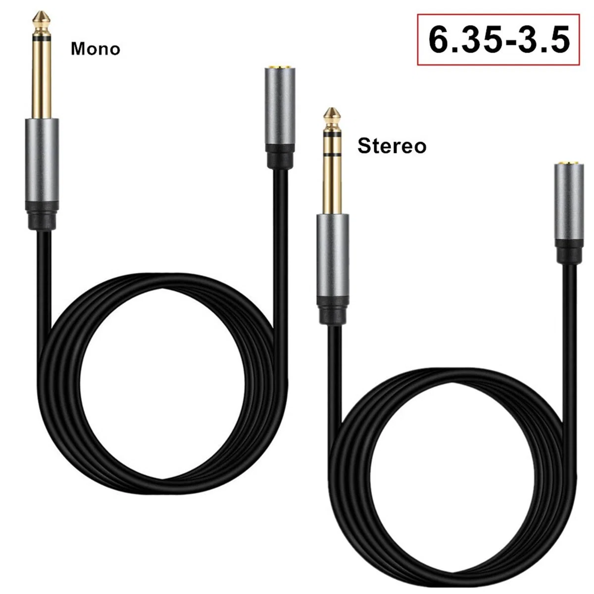 Adaptateur casque TRS 6,35 mm 1/4 vers 3,5 mm mâle vers 3,5 mm (mono, 3 mètres)