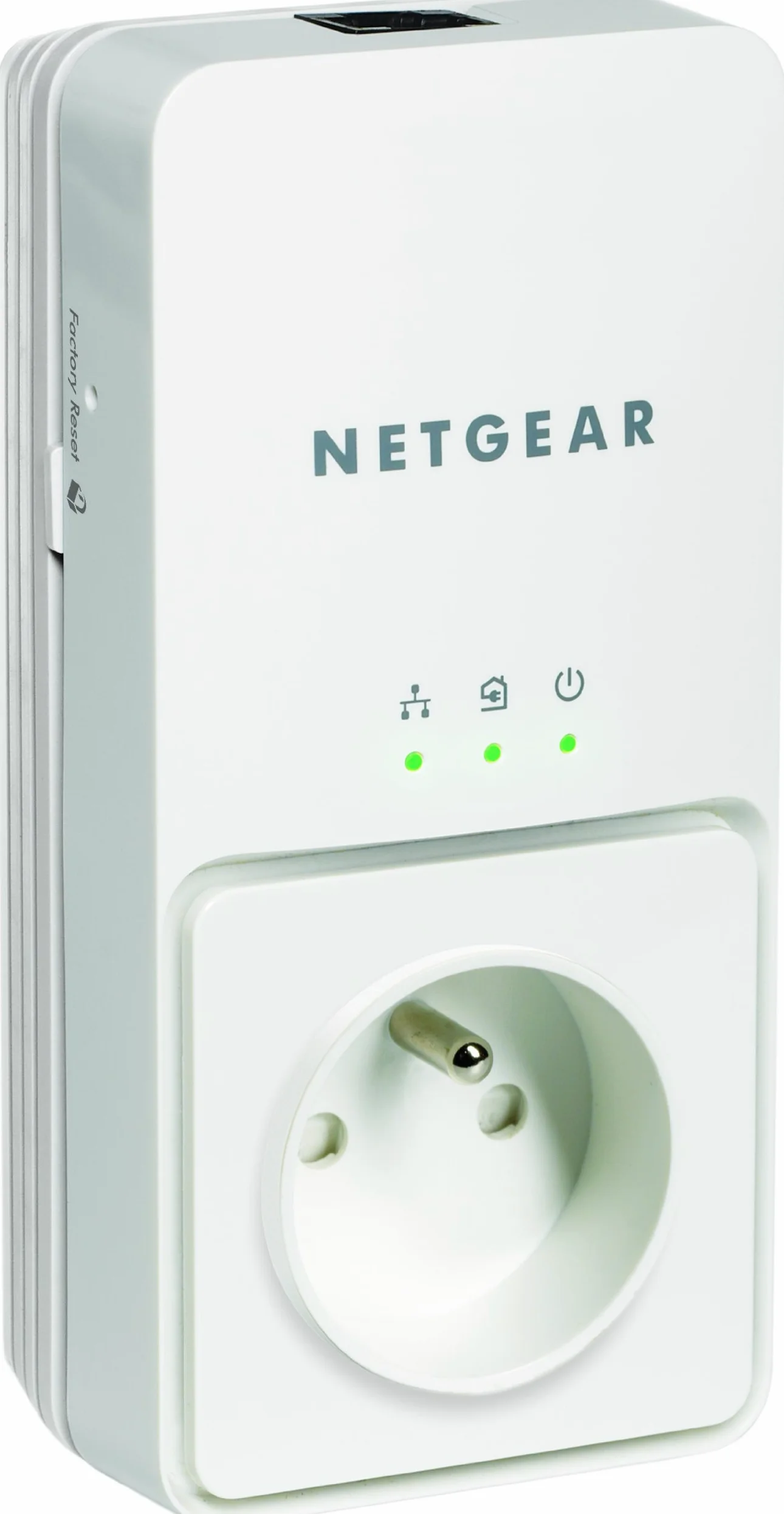 Netgear XAVB1501-100FRS Pack de 2 Adaptateurs CPL Ethernet Powerline 200 Mbit/s avec Prise Femelle Integrée Homeplug AV