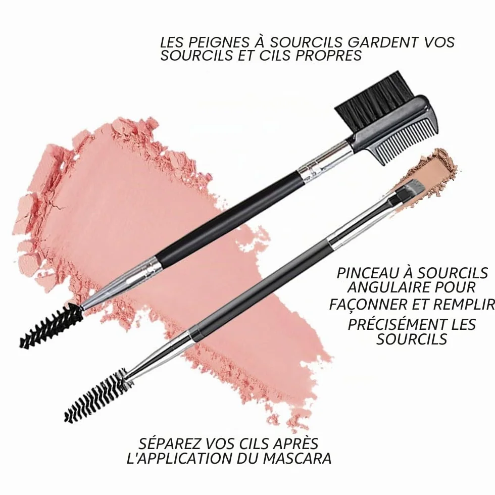 Brosse à Sourcils Double Face, Peigne à Cils Double Extrémité, 2 Pcs, Outils de Maquillage