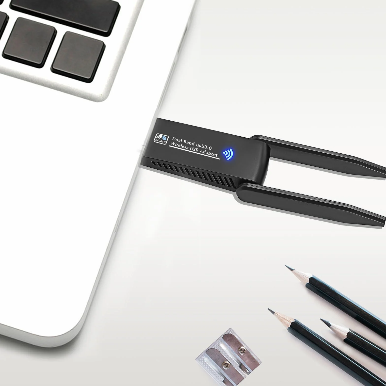 AC1300 WiFi USB 3.0 Double Bande 2.4G 5GHz MU-MIMO Clé WiFi Carte WiFi Antenne 5dBi