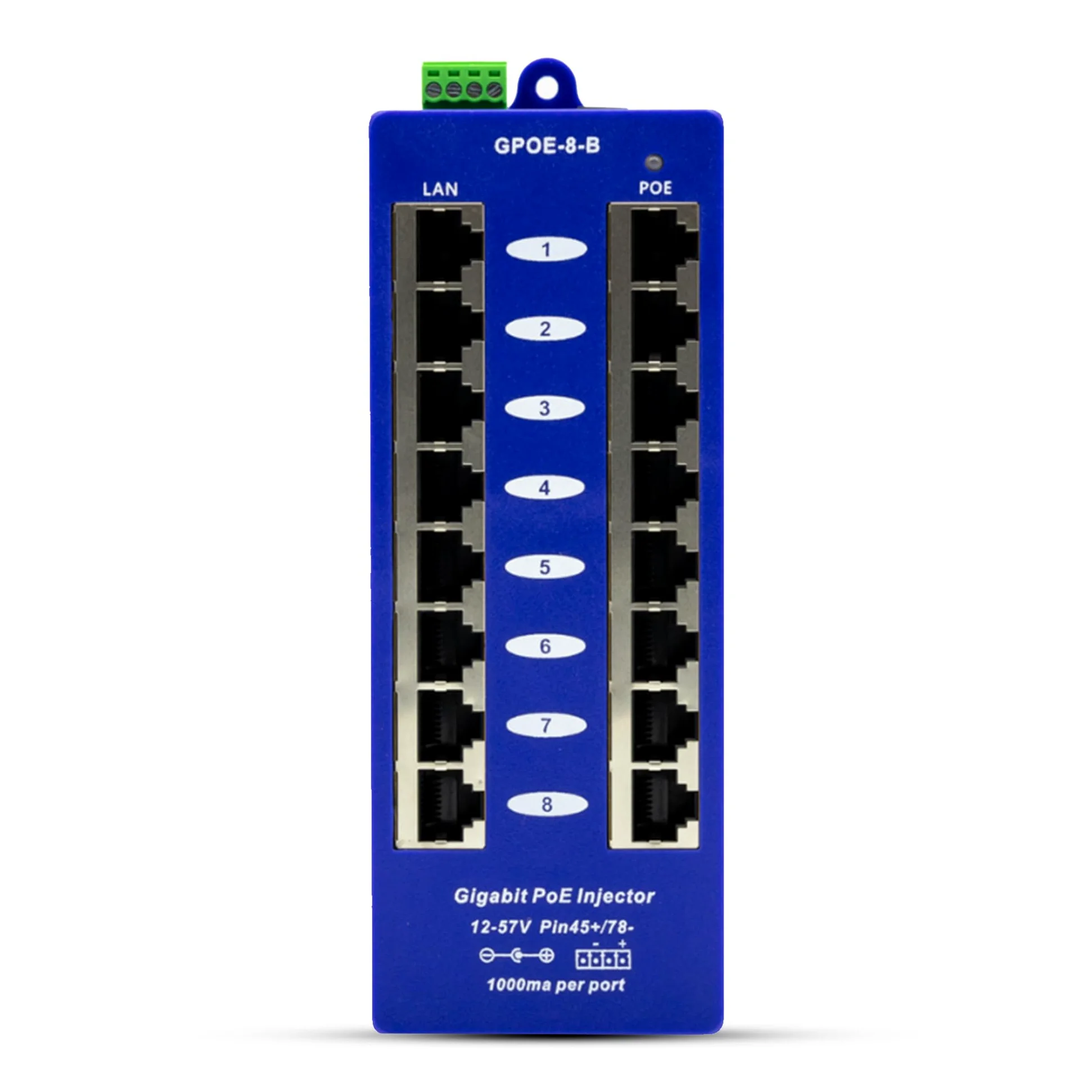 Wt-gpoe-8b Gigabit Injecteur PoE, 8 ports Gigabit PoE Injecteur pour 24 V Mikrotik et Ubiquiti appareils – Bloc d'alimentation non inclus