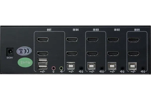 DEXLAN KVM 4 ports double ecran HDMI 4K USB 2 0 cables