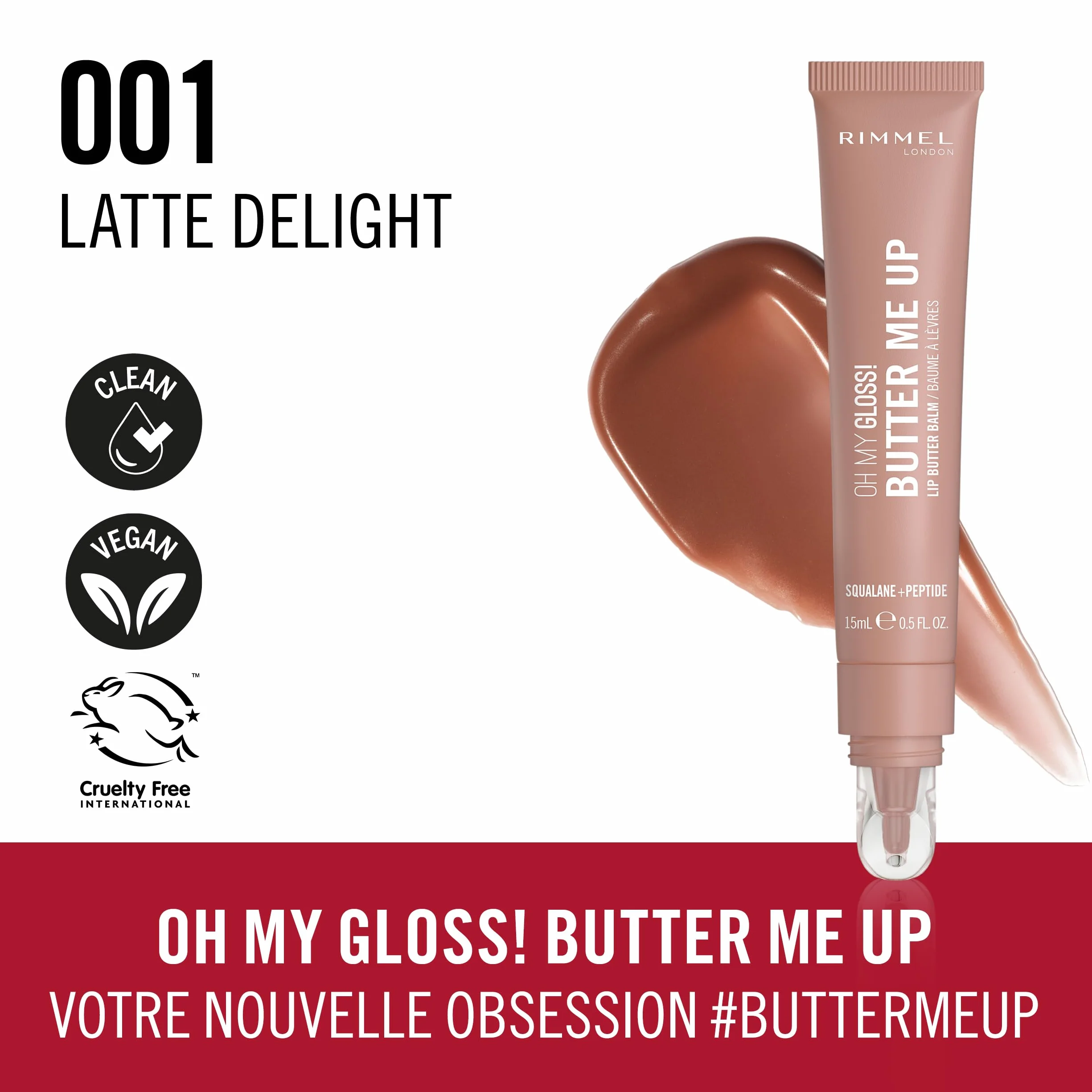 Rimmel London Oh My Gloss Butter Me Up Baume à lèvres 002 Latte Delight 15 ml