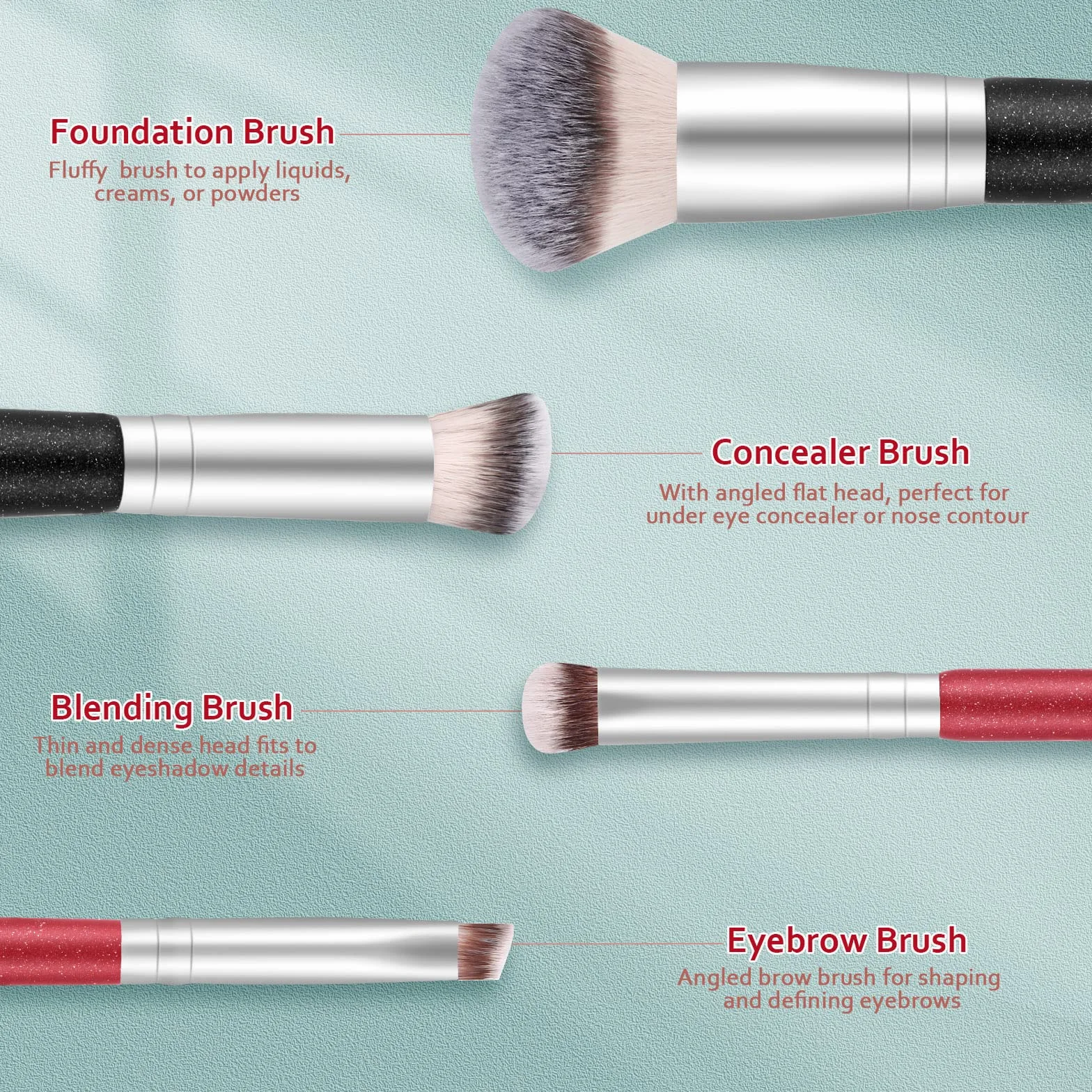 START MAKERS Pinceau Fond de Teint Maquillage Professionnel 2 Pièces Poils Souples Denses