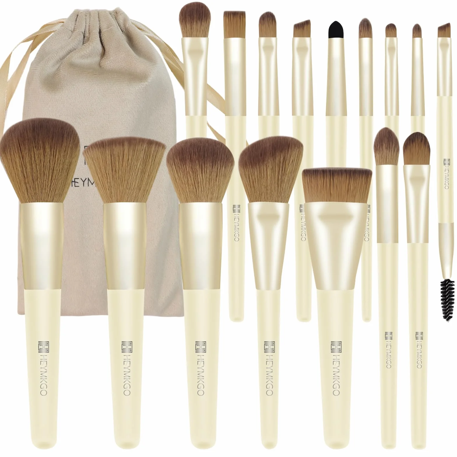 HEYMKGO Set de pinceaux de maquillage 16 pièces avec sac en velours