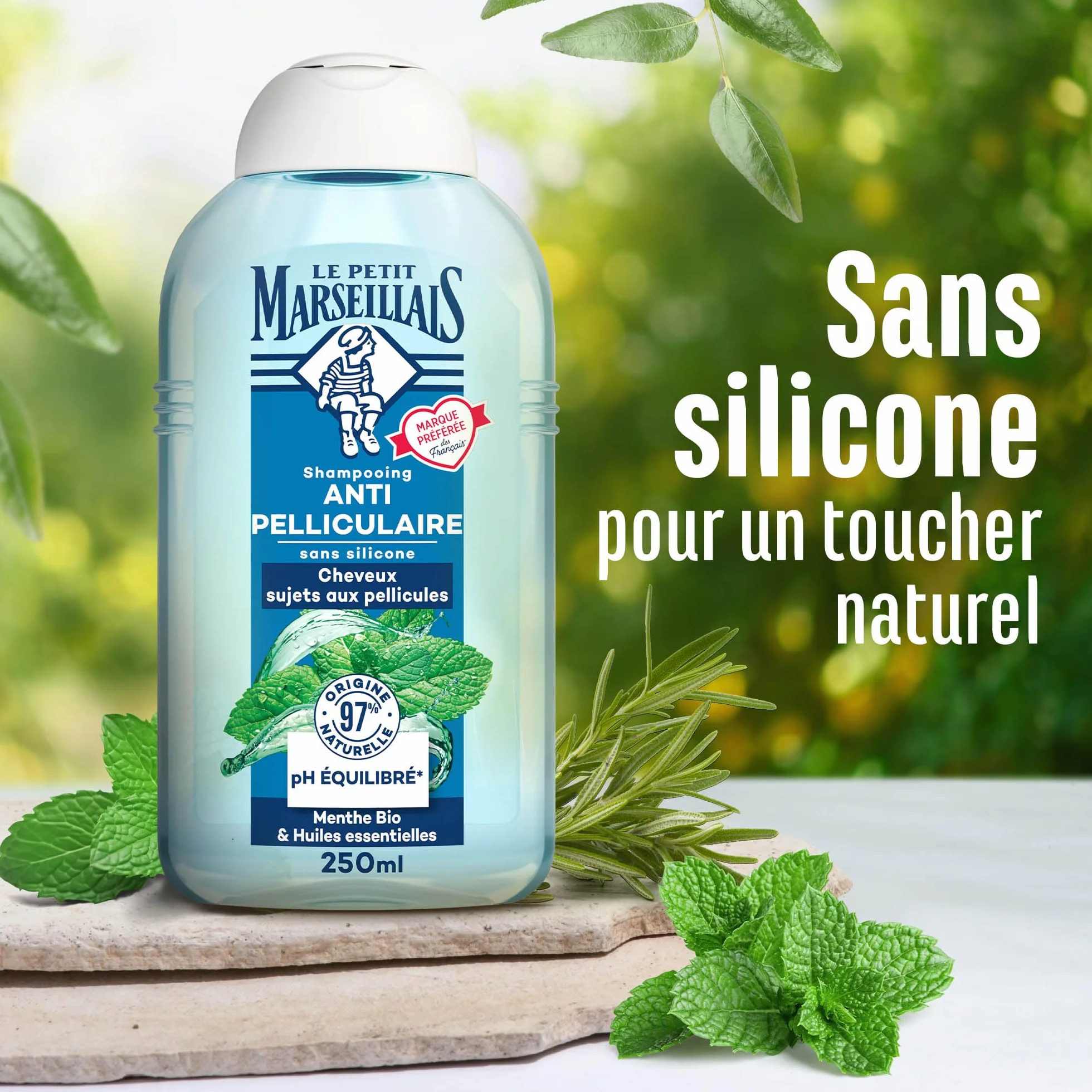 Le Petit Marseillais Shampooing Anti-Pelliculaire Menthe Bio & Huiles Essentielles 250 ml