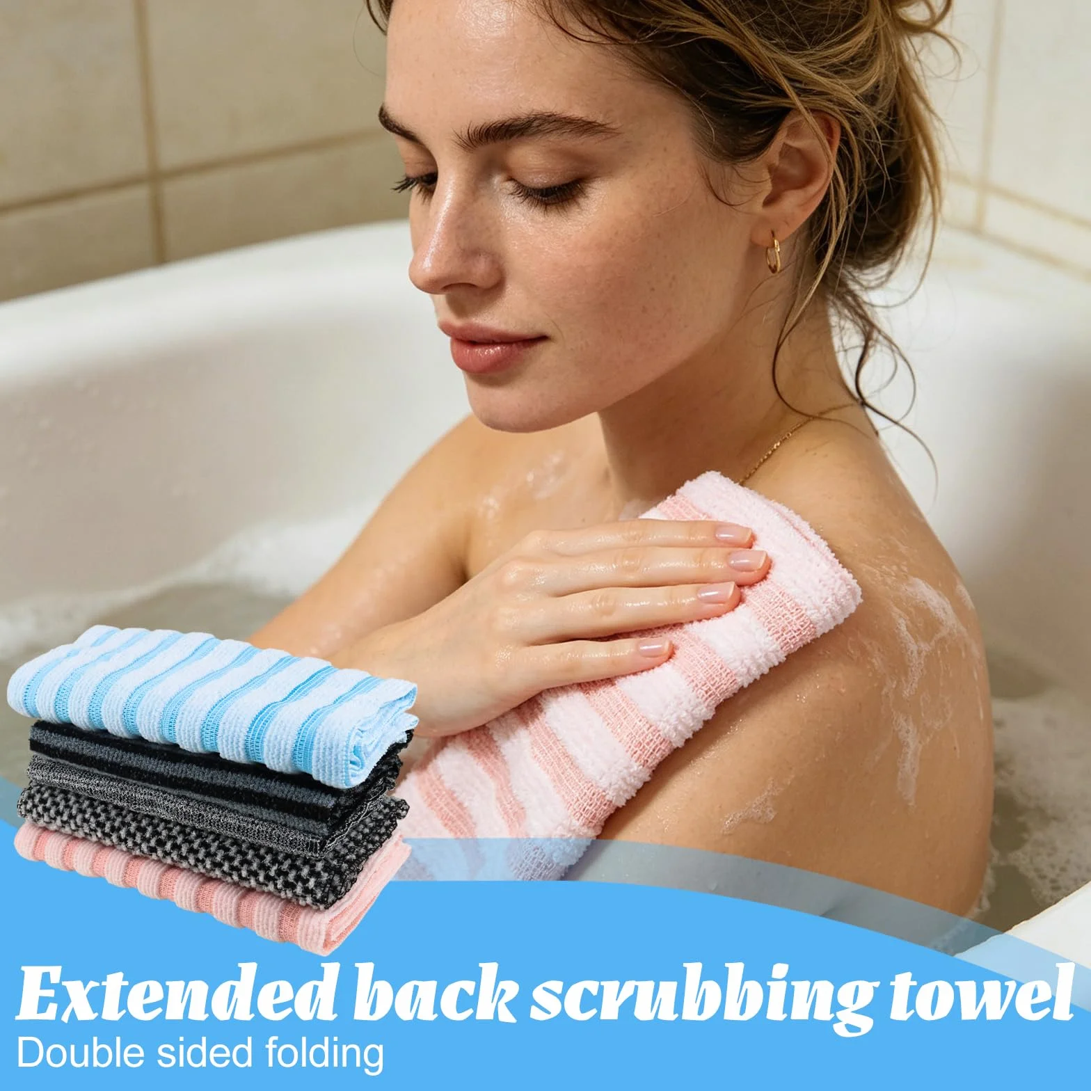 Serviette Exfoliante Douche 25×100 cm Japonaise pour Corps Dos Bras Jambes