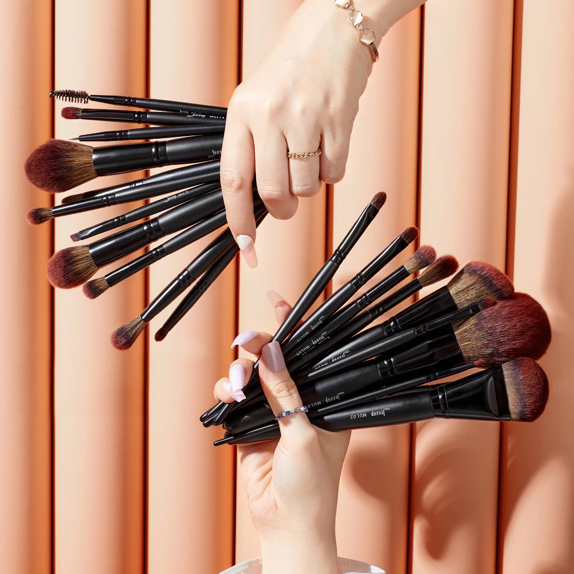 Jessup Pinceaux maquillage Set T271 Noir Fond de teint poudre Ombre à paupières Eyeliner