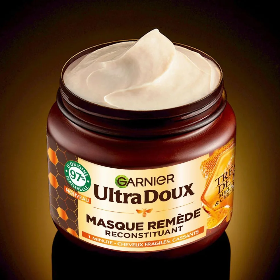 Garnier Ultra Doux Masque Remède Reconstituant Gelée Royale Miel Propolis Cheveux Fragiles Cassants Sans Parabène 340 ml