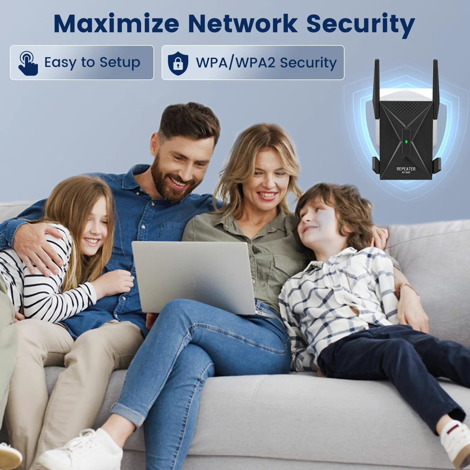 Repeteur WiFi Puissant, 1800Mbps WiFi 6 Repeteur avec Gigabit LAN | Repetiteur WiFi Puissant Sans Fil mur épais, pour maison connectée, loft, bureau, Couverture jus qu'à 800m² et 65 appareils