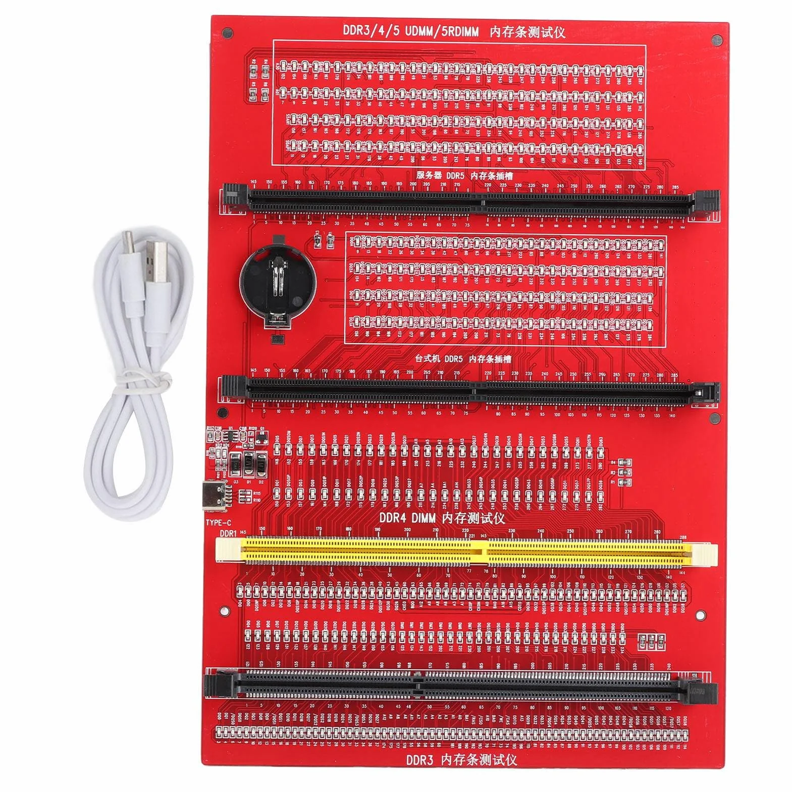 Testeur de Mémoire RAM Portable DDR3 DDR4 DDR5UDMM DDR5RDIMM Double Alimentation LED