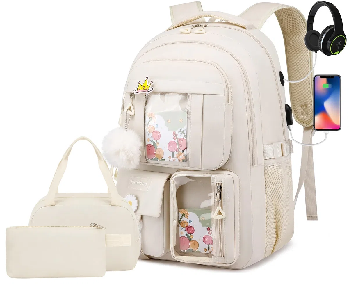 kadilong Lot de sacs à dos d'école pour adolescentes, jolis sacs à dos pour femmes, sac à dos esthétique, sac à dos pour ordinateur portable, sac à dos pour l'école intermédiaire