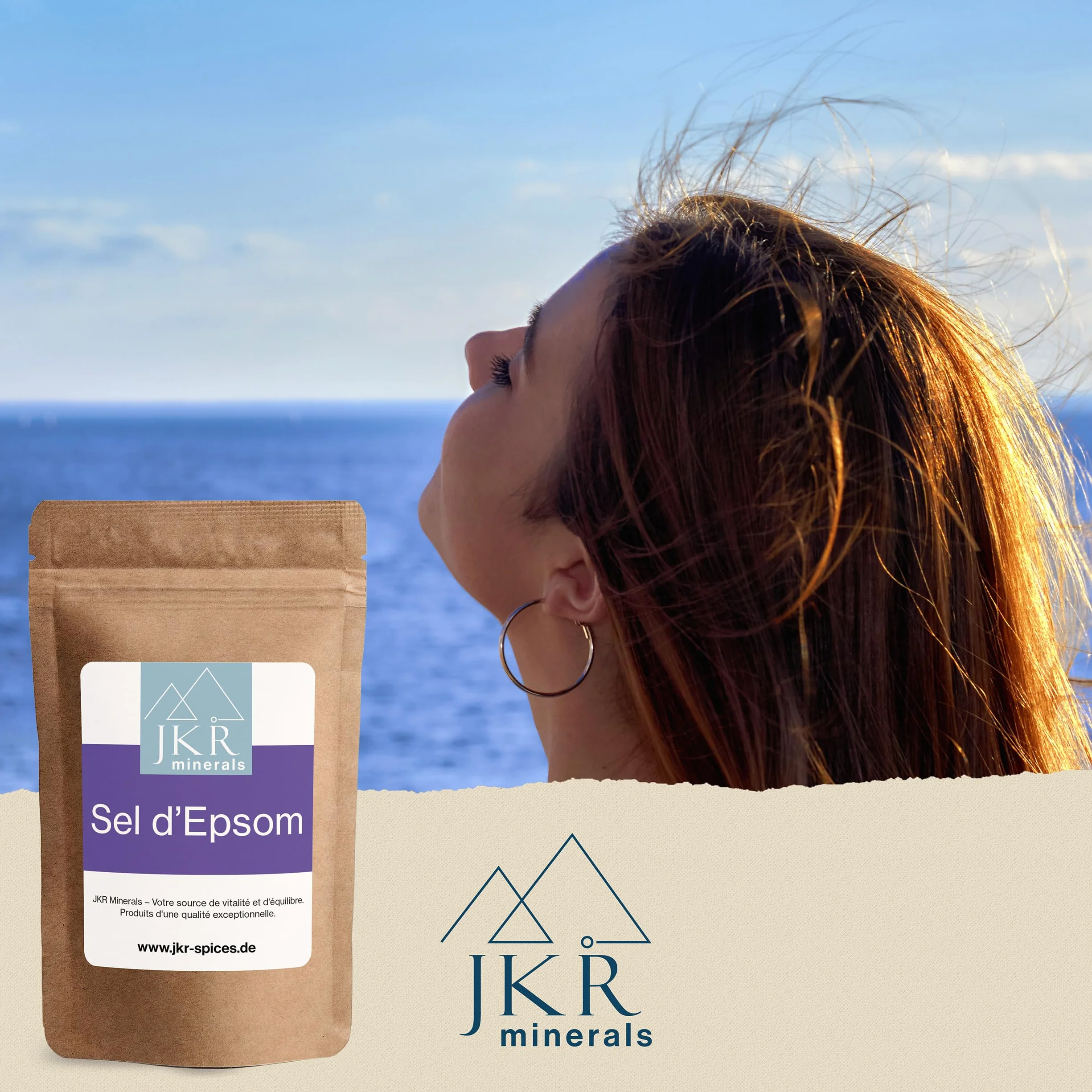 JKR Spices Sel d'Epsom 200 g | Sel de magnésium sulfate alimentaire | MgSO4 sac refermable neutre en CO²