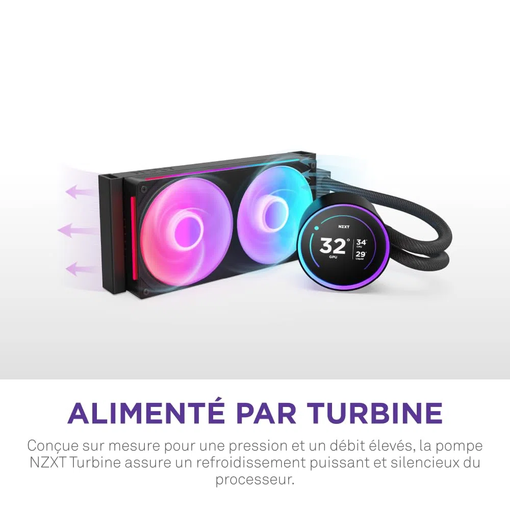 NZXT Kraken Elite 240 RGB - Refroidisseur CPU AIO 240mm, LCD - Noir