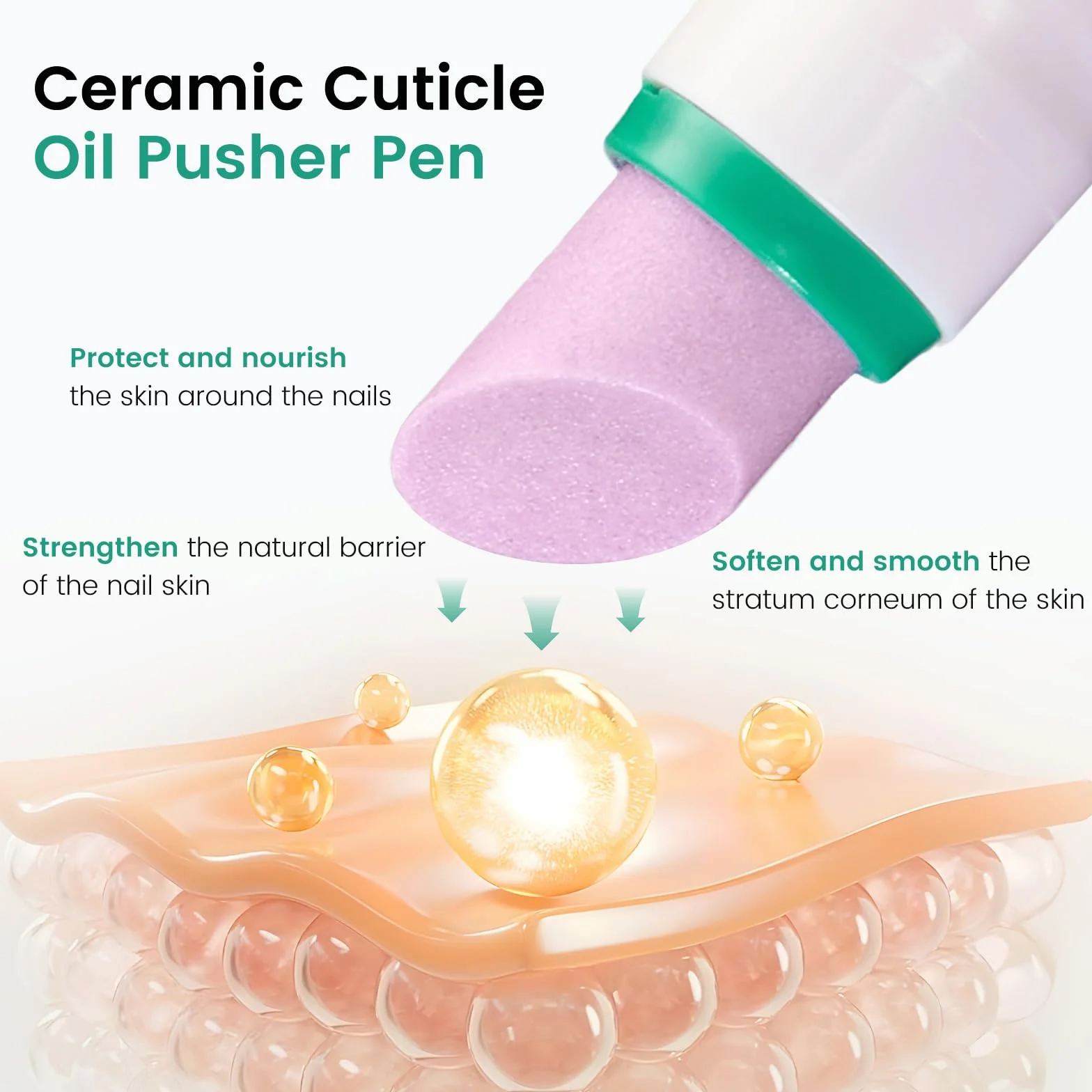 Huile Cuticules Ongles Stylo Céramique 3-en-1 Pousse Cuticule Remover Nail Care Pen