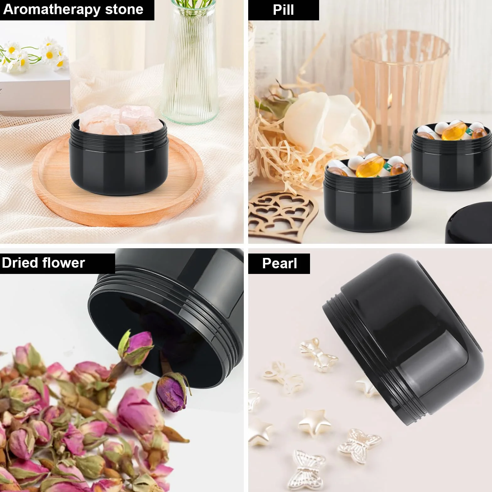 Pots de Crème Cosmétiques 100ml Vide Réutilisable Plastique avec Spatule et Étiquette 12 Pièces