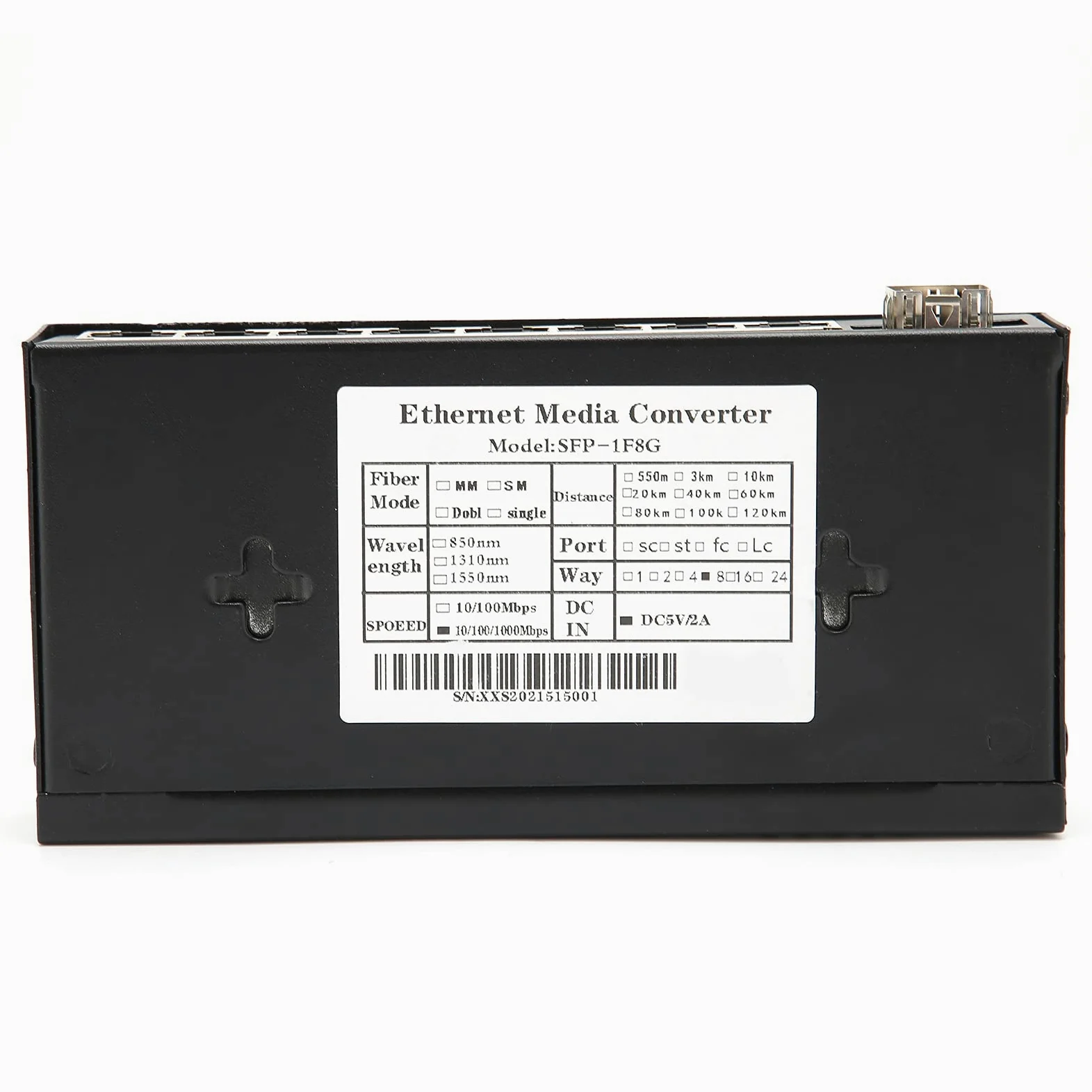 Convertisseur de Média Gigabit Ethernet, 1 Fibre 8 Ports Ethernet Monomode Dual Fiber Adaptive Gigabit Converter, RJ45 10/100/1000M Gigabit Switch, Convertisseur Fibre vers Ethernet avec Duplex SC