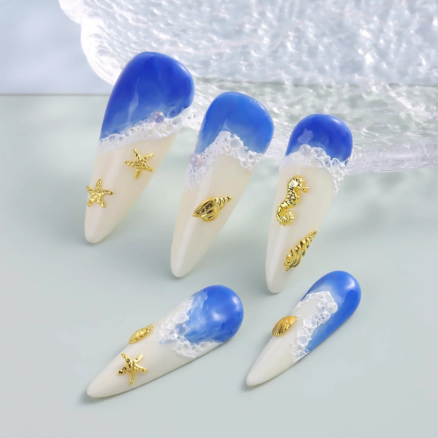 Breloques Nail Art Coquillage 6 Compartiments Thème Océan DIY Décoration