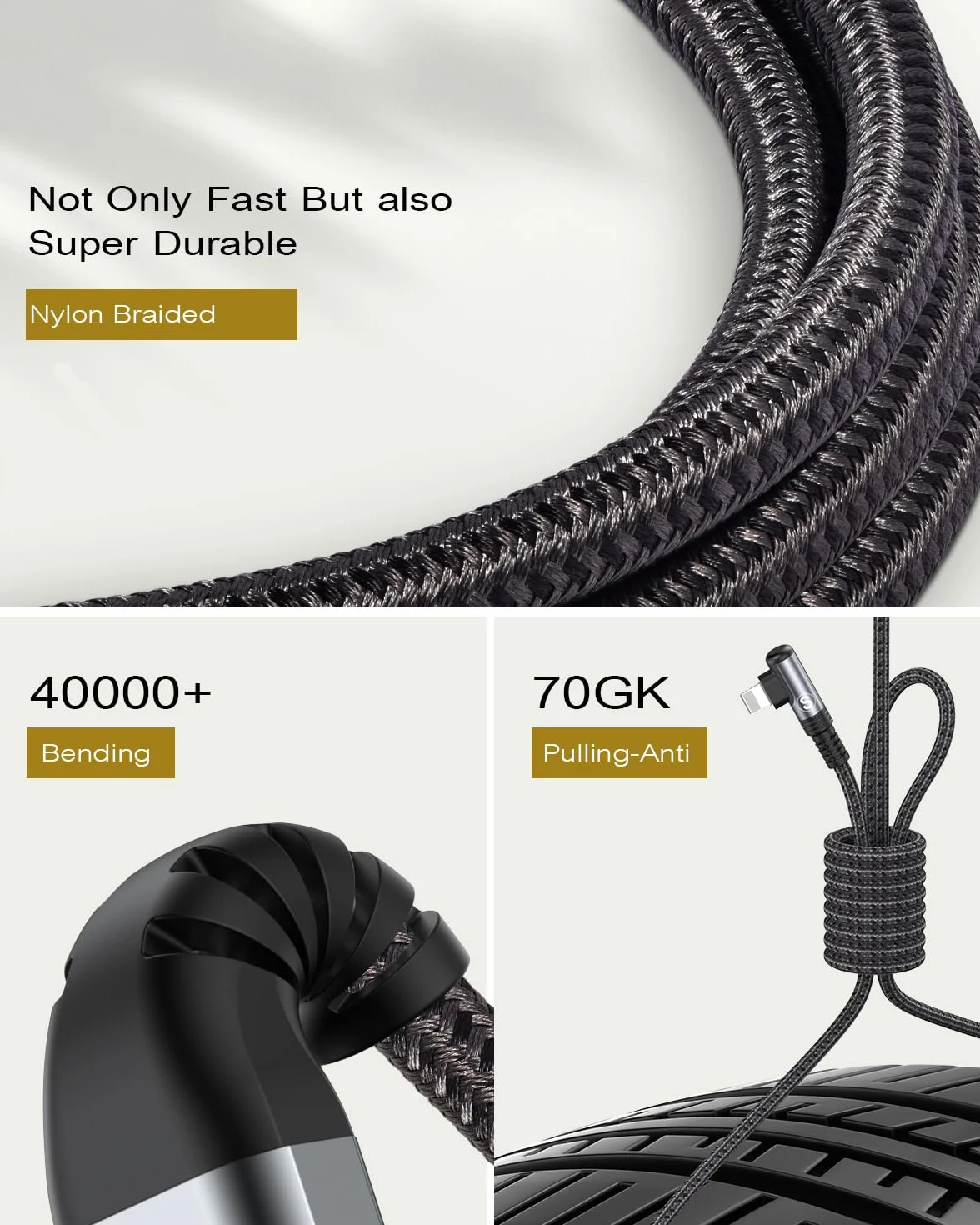 Câble USB C vers iPhone Coudé 90 Degrés 2m Lot de 2 Chargeur Nylon Tressé Charge Rapide pour iPhone 14/13/12/11/Pro/X/XS/XR/8/8 Plus/7/7 Plus/6s/6s Plus/6/6 Plus