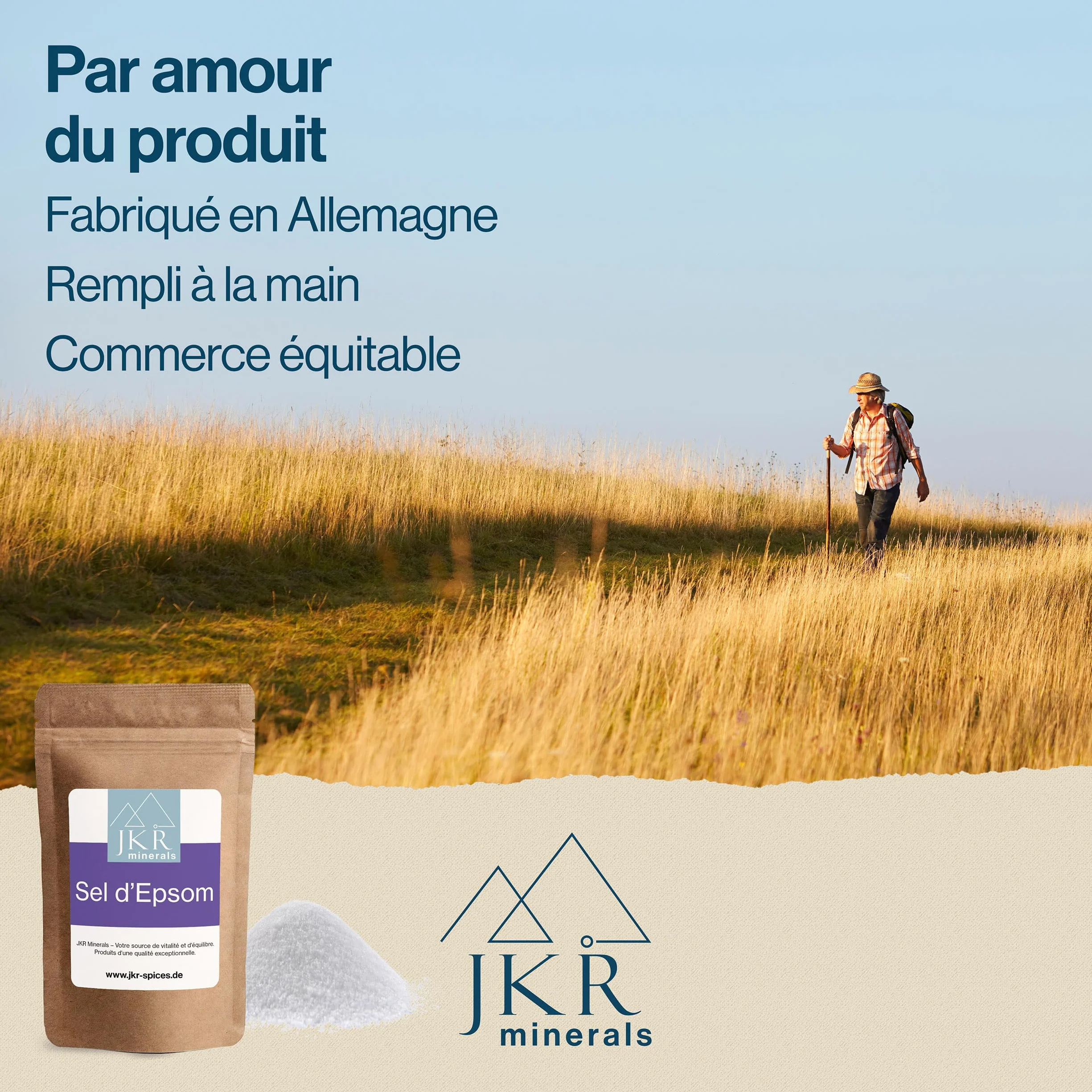 JKR Spices Sel d'Epsom 200 g | Sel de magnésium sulfate alimentaire | MgSO4 sac refermable neutre en CO²