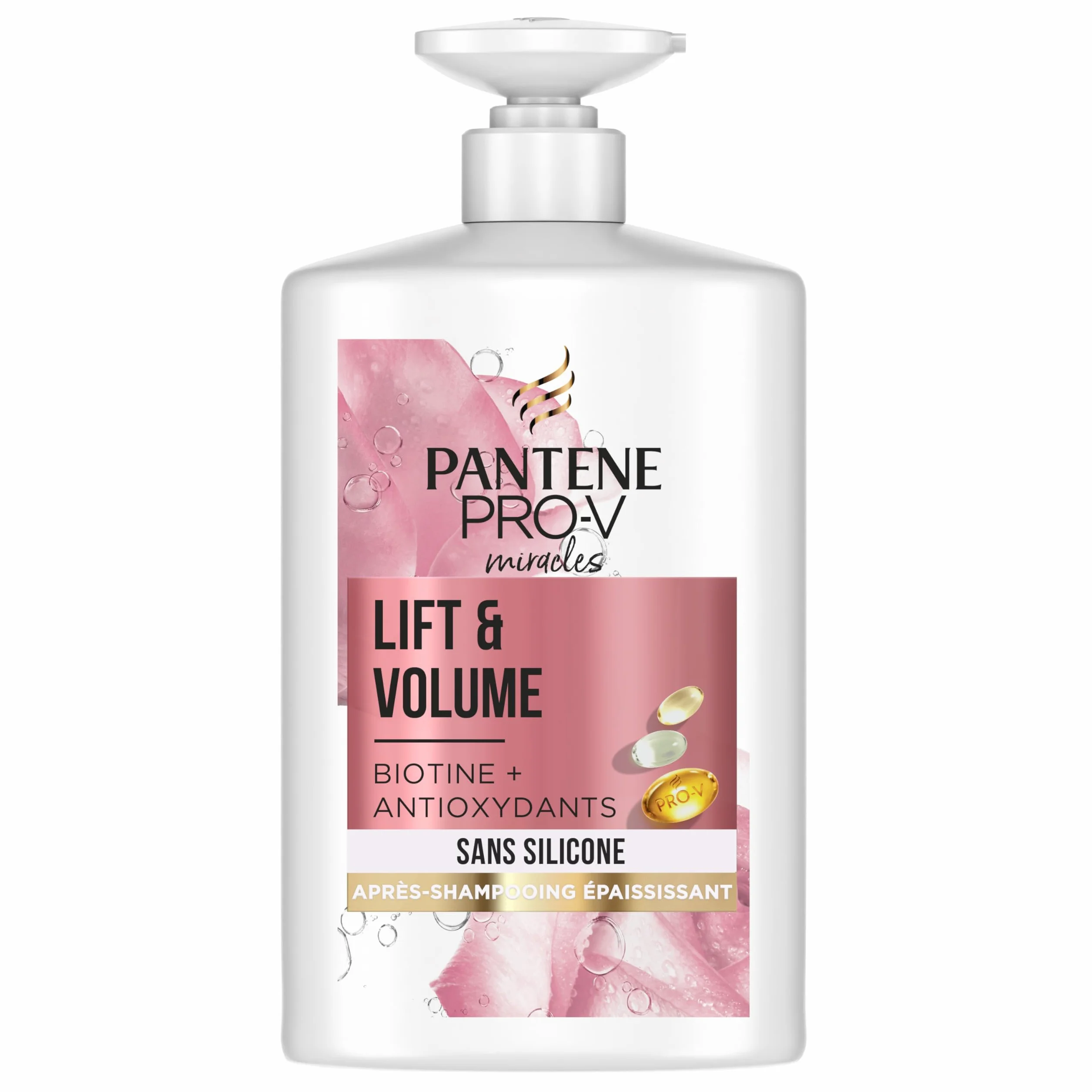Pantene Après-shampoing Épaississant Biotine Eau De Rose Lift Volume XL Pompe 1000 ml