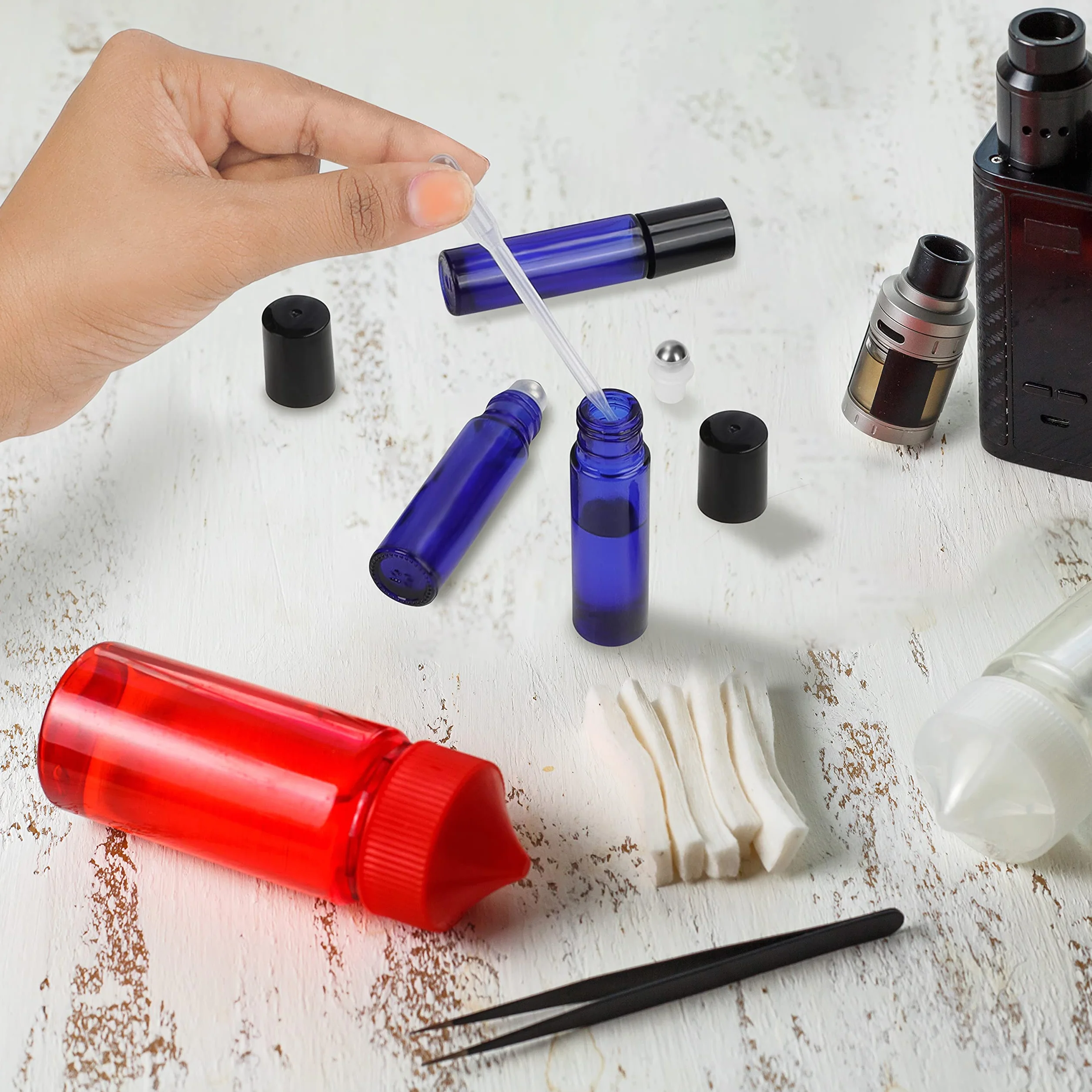 BELLE VOUS Bouteille Roll On Vide en Verre Bleu 10ml Lot de 24 pour Huiles Essentielles Aromathérapie